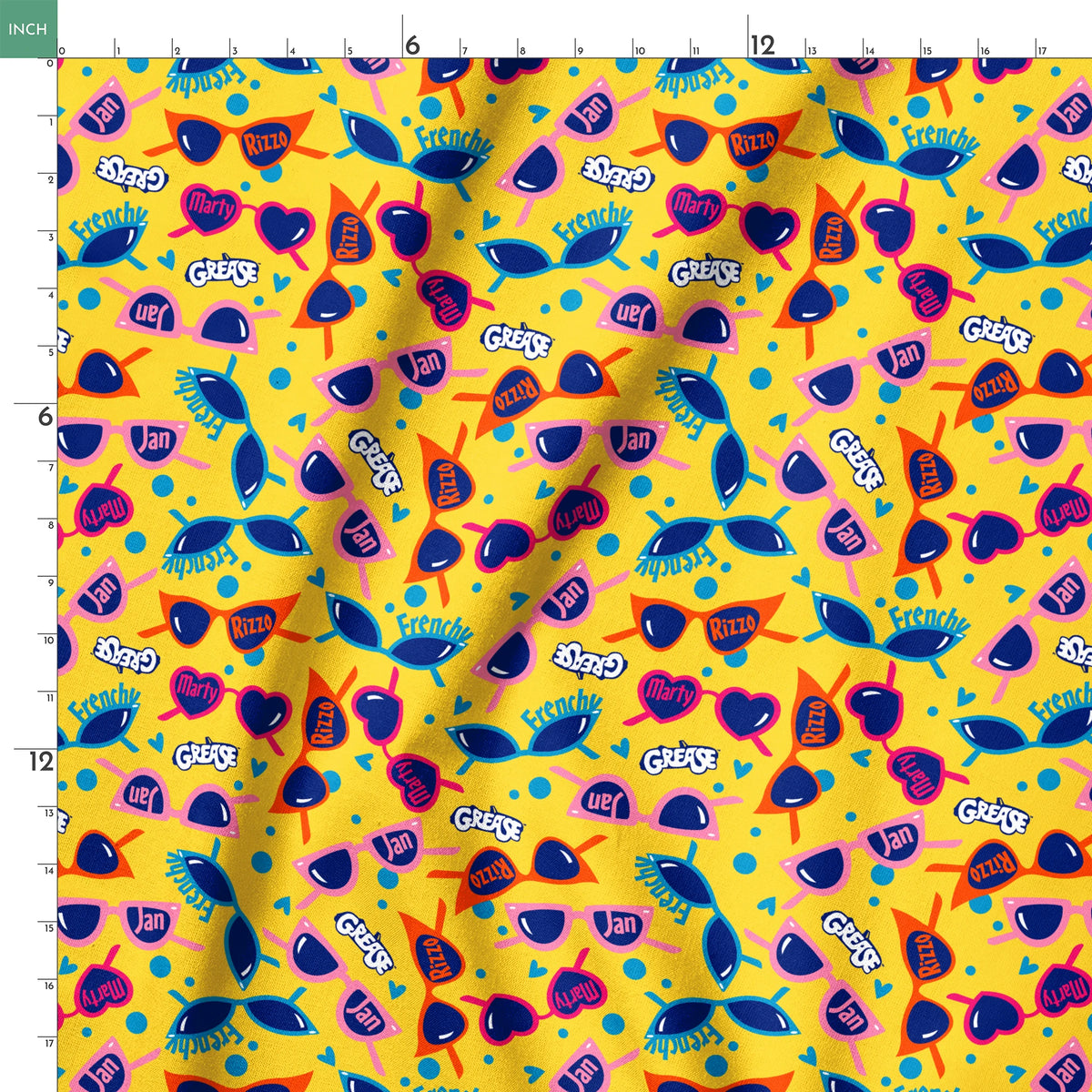 Paramount Grease  Pink Ladies Shades on Yellow Fabric