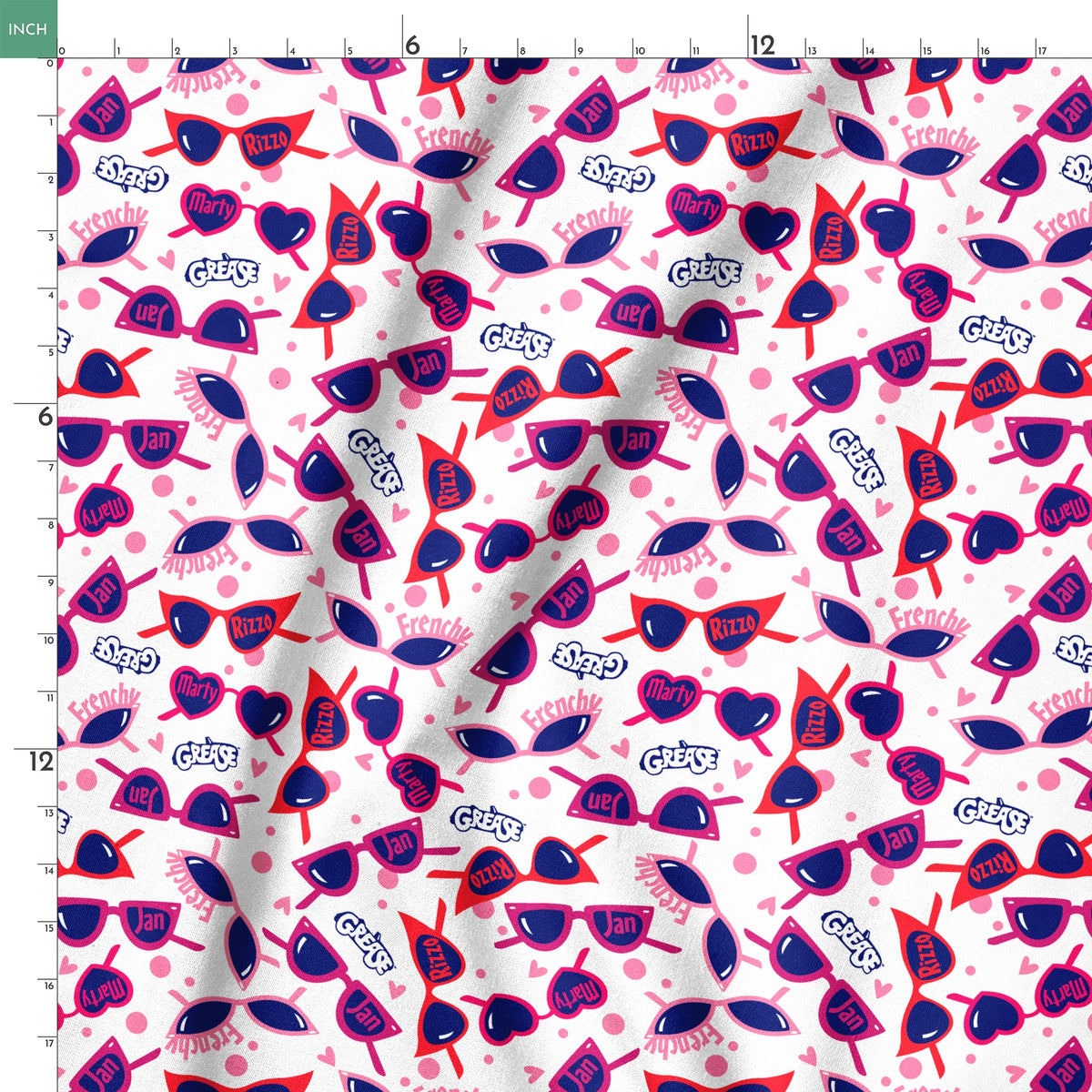 Paramount Grease  Pink Ladies Shades on White Fabric
