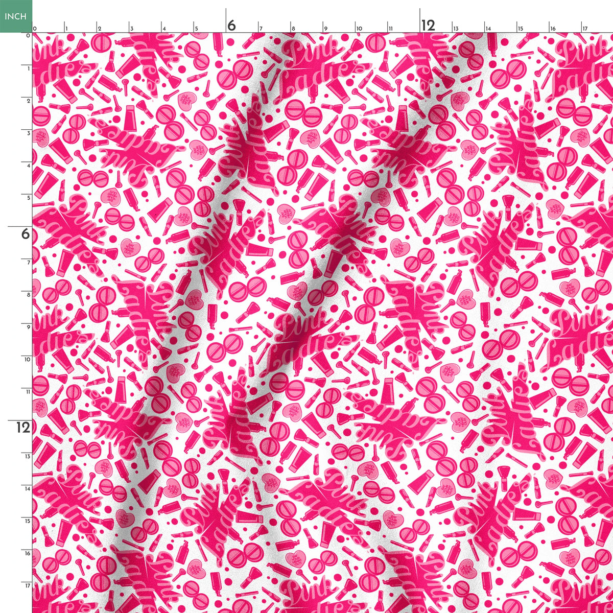 Paramount Grease  Pink Ladies Makeup Toss on White Fabric
