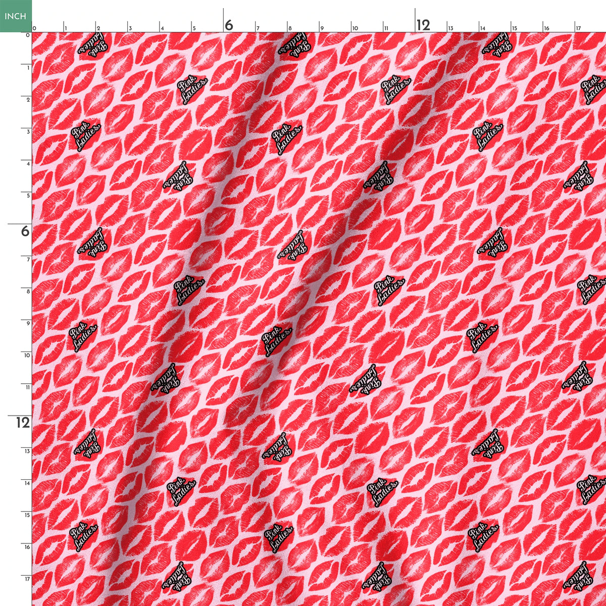 Paramount Grease  Pink Ladies Lipstick on Red Fabric