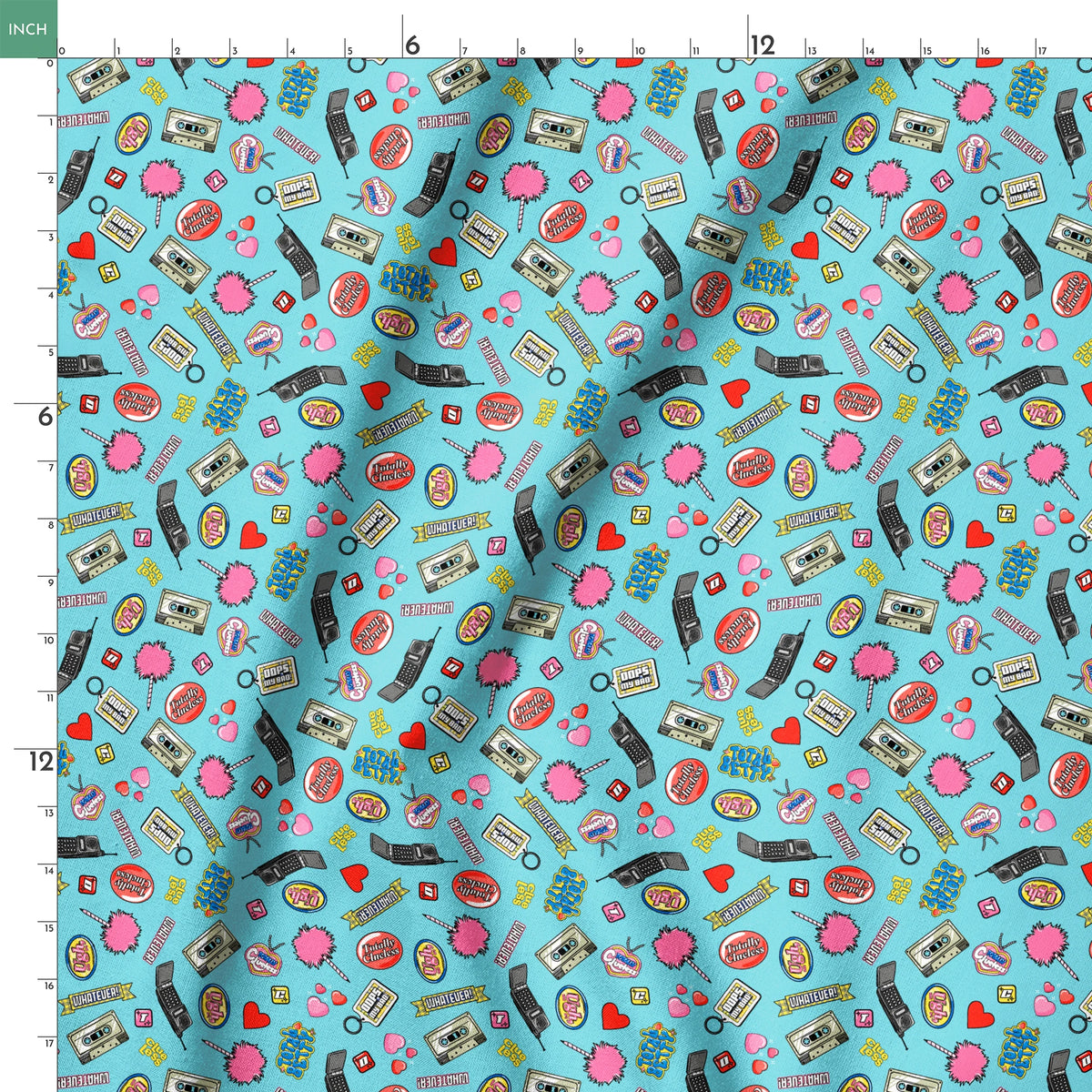 Paramount Clueless  Nostalgic Toss on Aqua Fabric