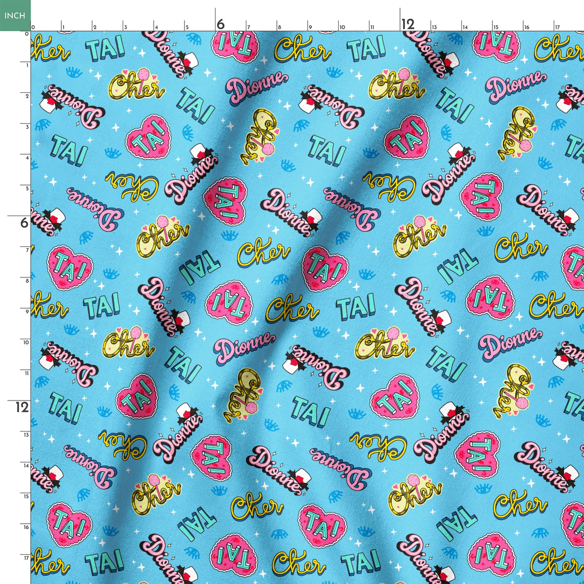 Paramount Clueless  Character Names on Blue Fabric