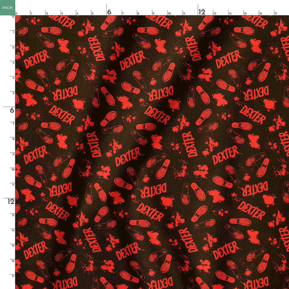Showtime Dexter Blood Splatter on Black Fabric