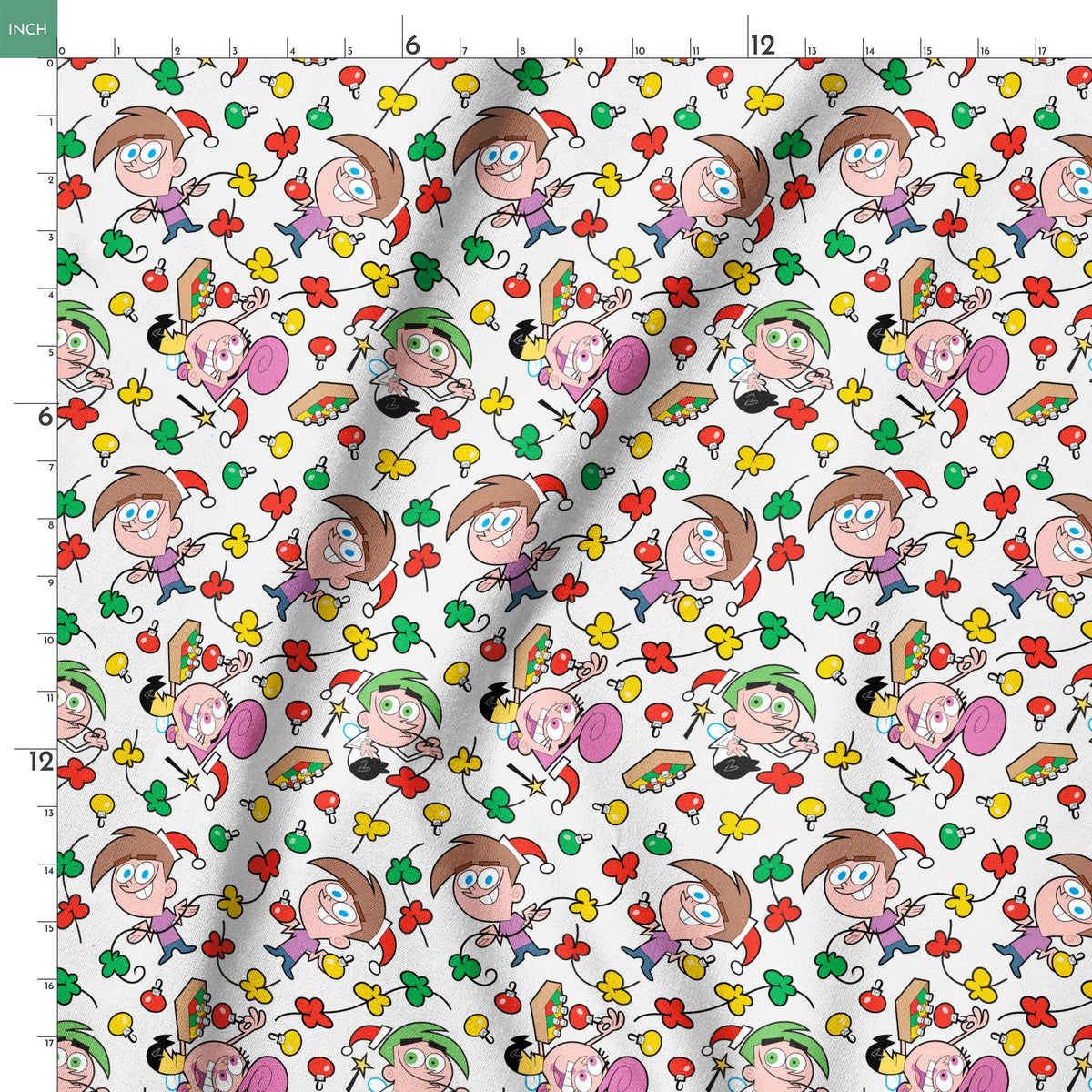 Paramount Fairly OddParents Tree Trimmings on Gray Fabric