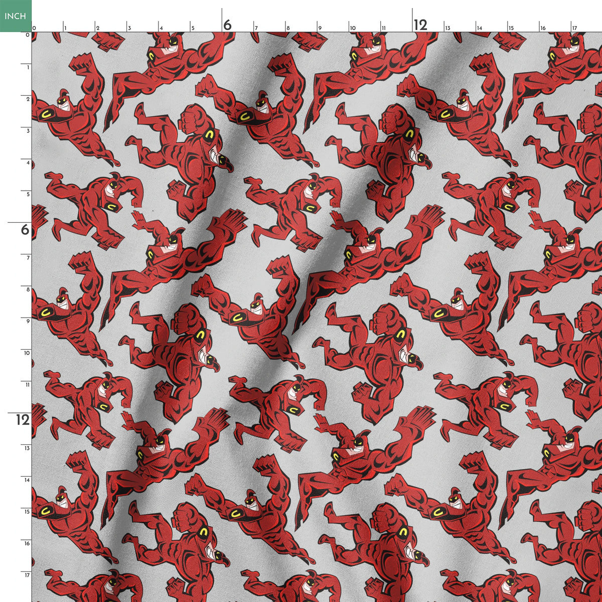 Paramount Fairly OddParents Crimson Chin on Gray Fabric