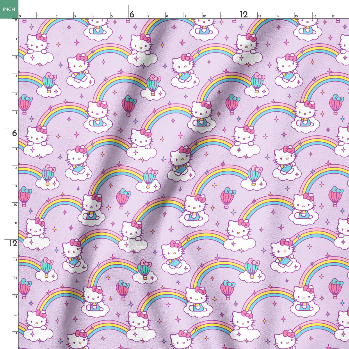 Hello Kitty® Rainbows & Clouds on Purple Fabric