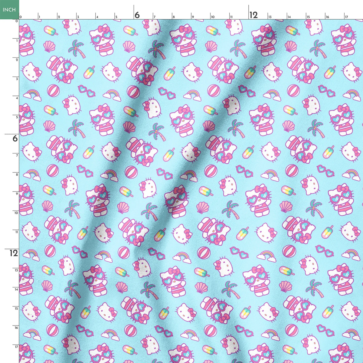 Hello Kitty® Beach Day Fun on Blue Fabric