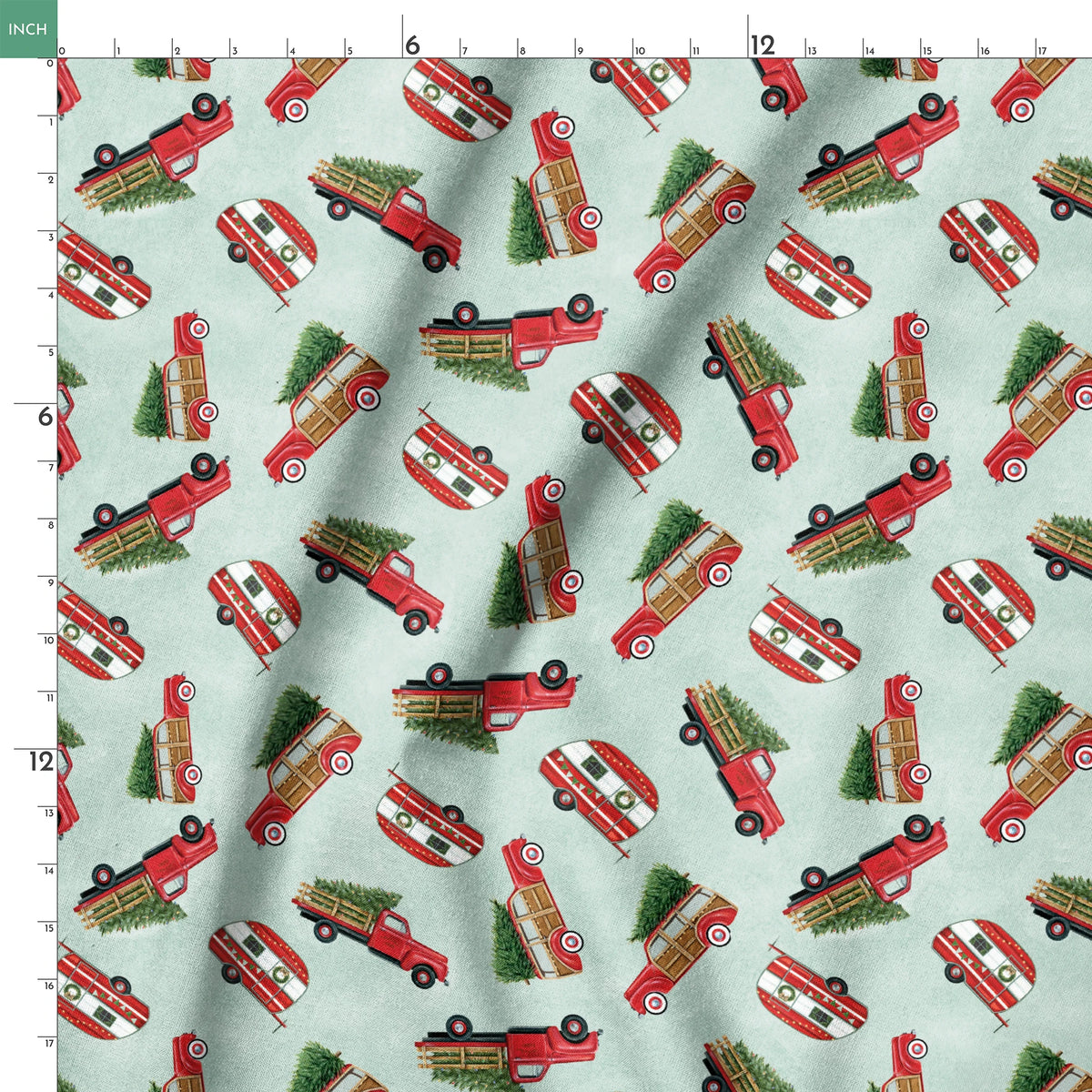 Danielle Murray Christmas Trucks and Campers Fabric
