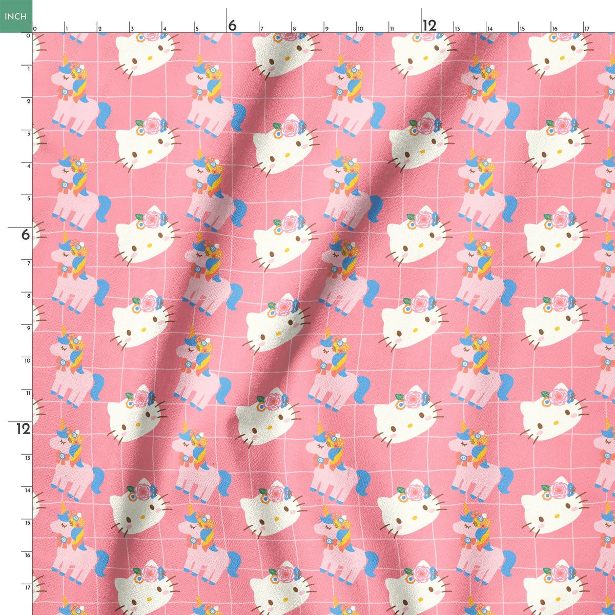Hello Kitty® Unicorn Grid Fabric