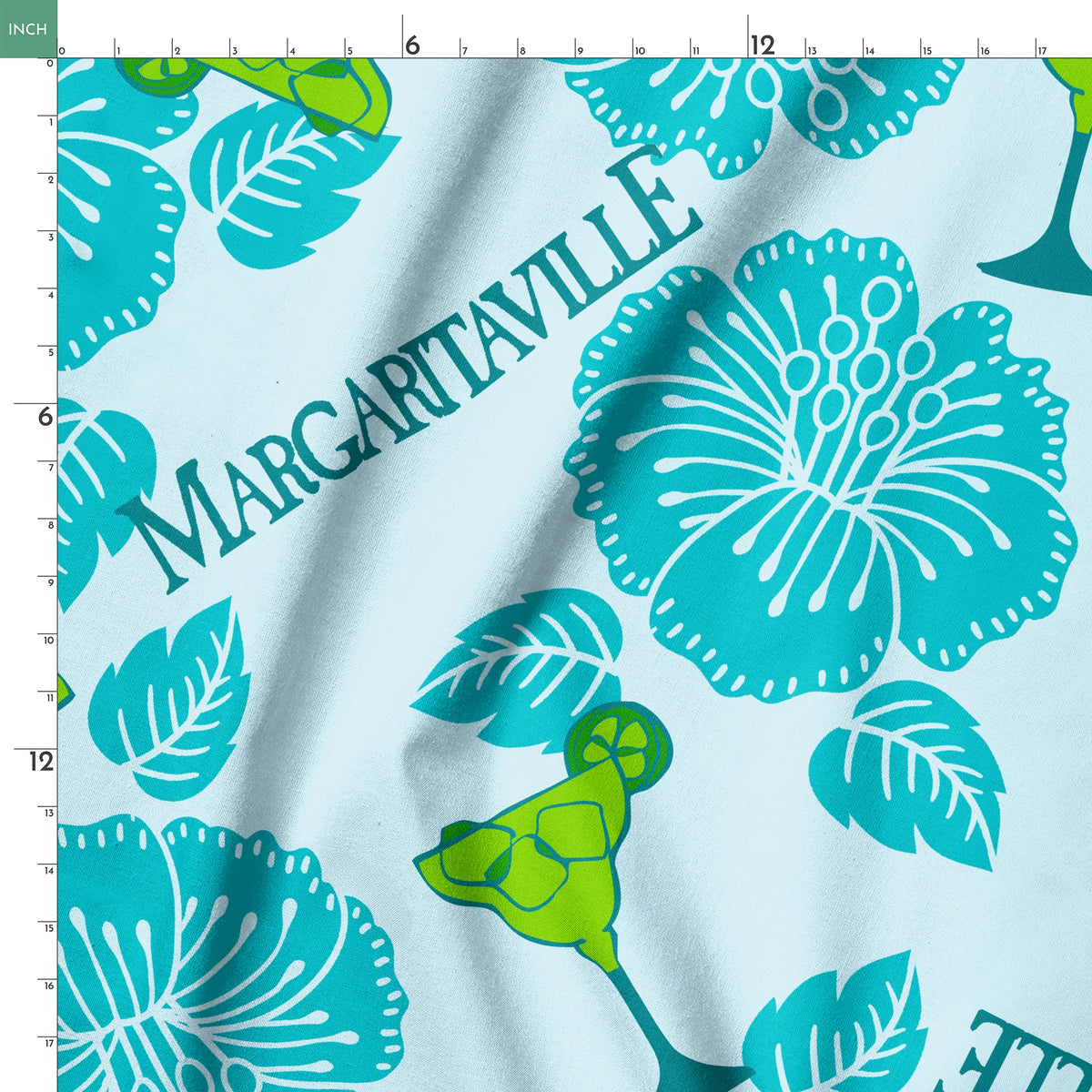 Margaritaville Tropical Floral on Blue Fabric