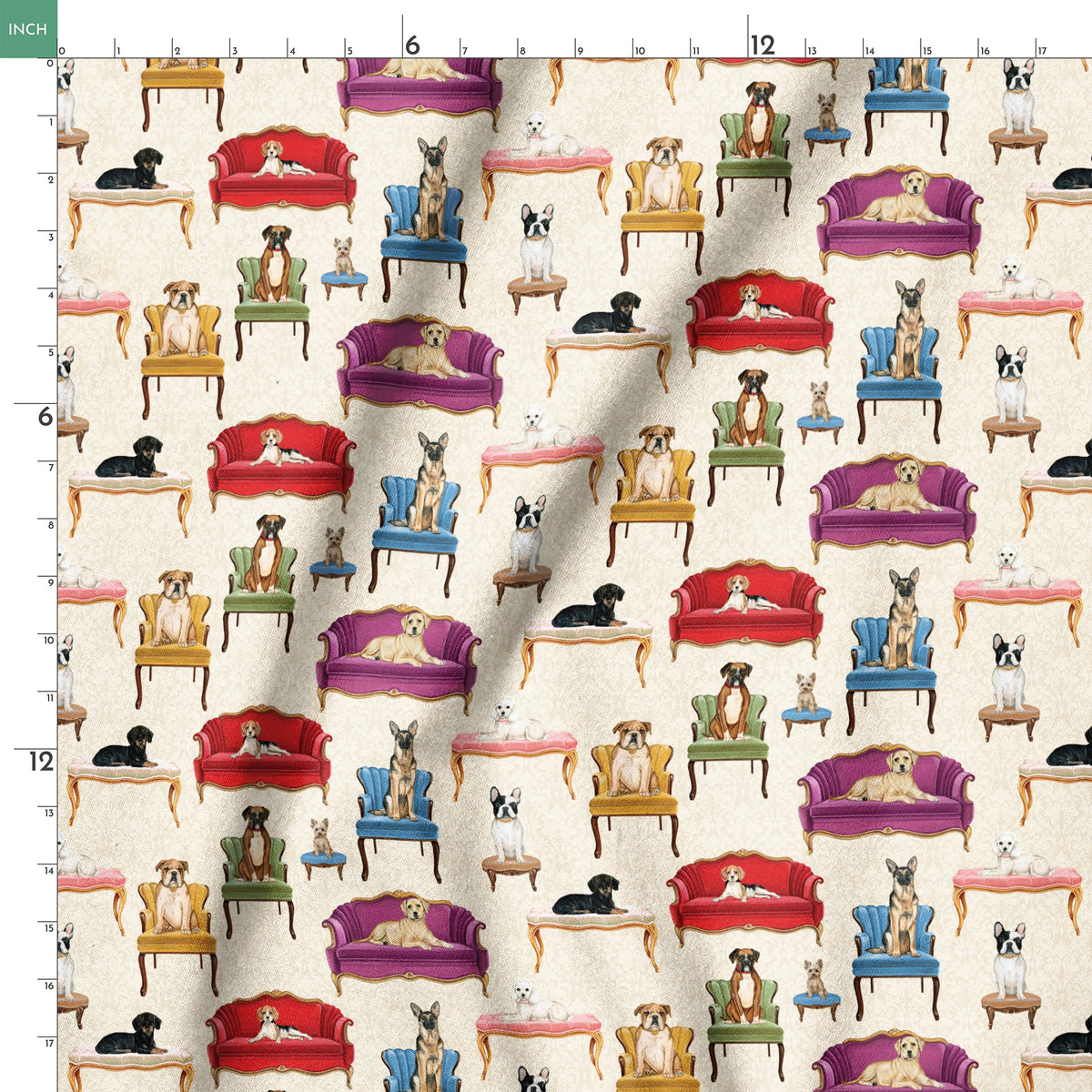 Danielle Murray Lounging Dogs Fabric