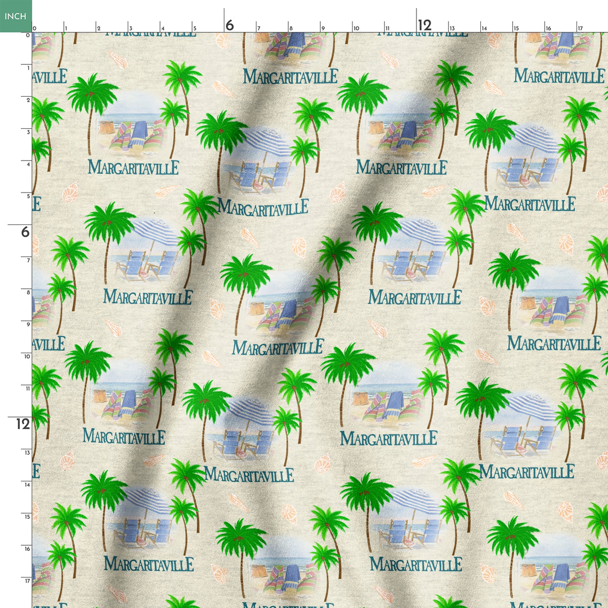 Margaritaville Tropical Vacation Beach Scene Fabric