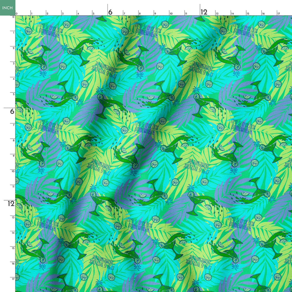 Margaritaville It's 5'O Clock Somewhere Tropical Turquoise Fabric