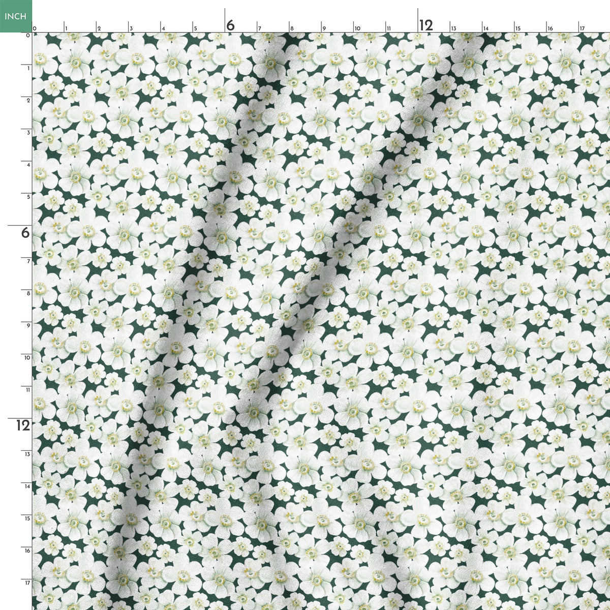Danielle Murray Anemone Floral on Forest Green Fabric