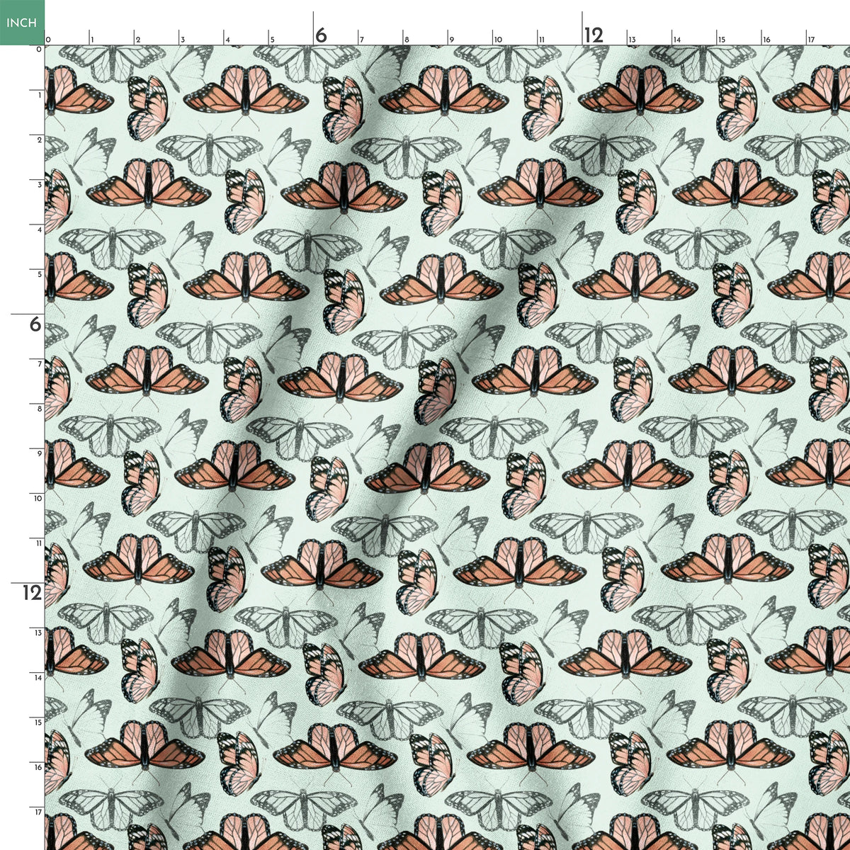 Danielle Murray Monarch Butterflies on Mint Fabric