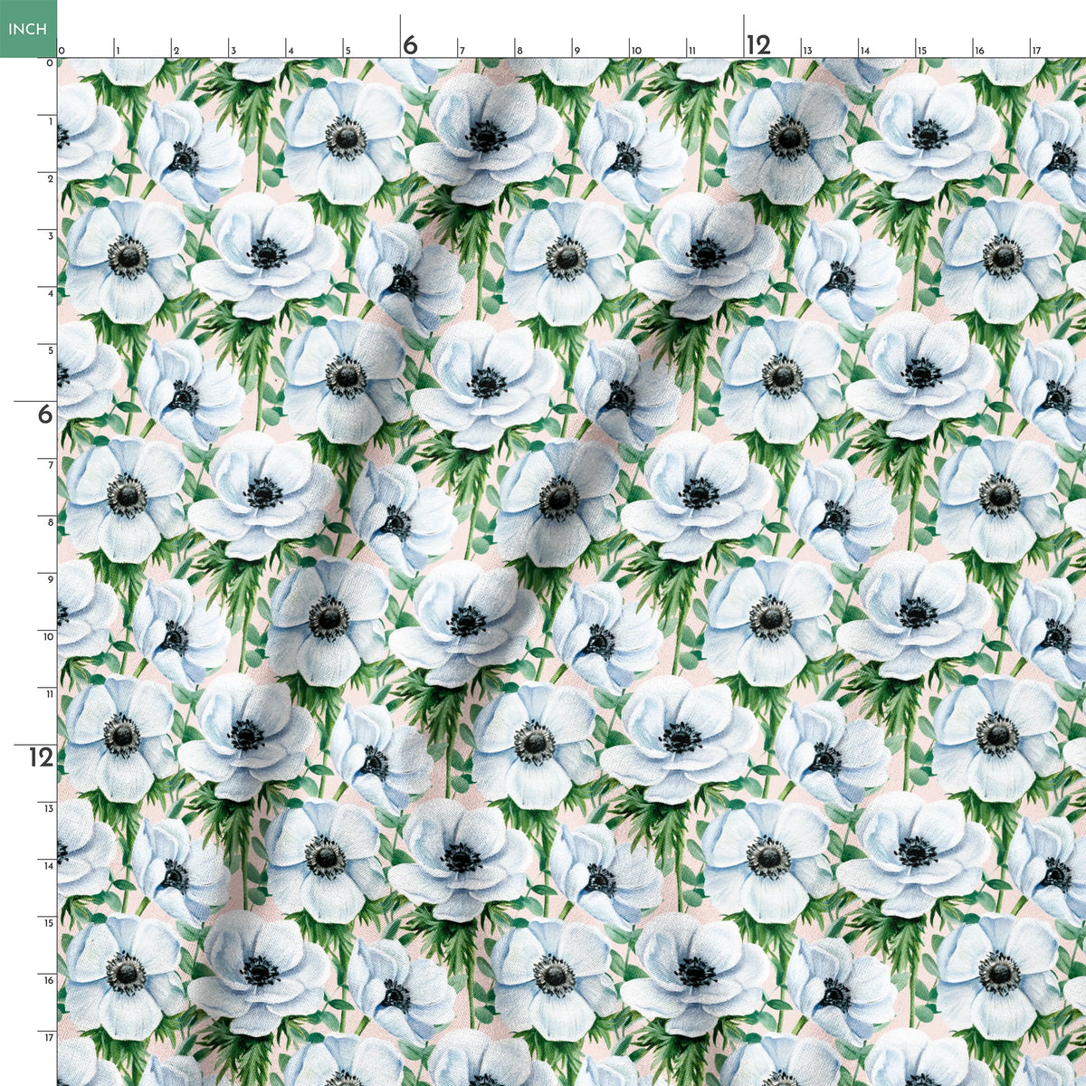 Danielle Murray White Anemones on Pink Fabric