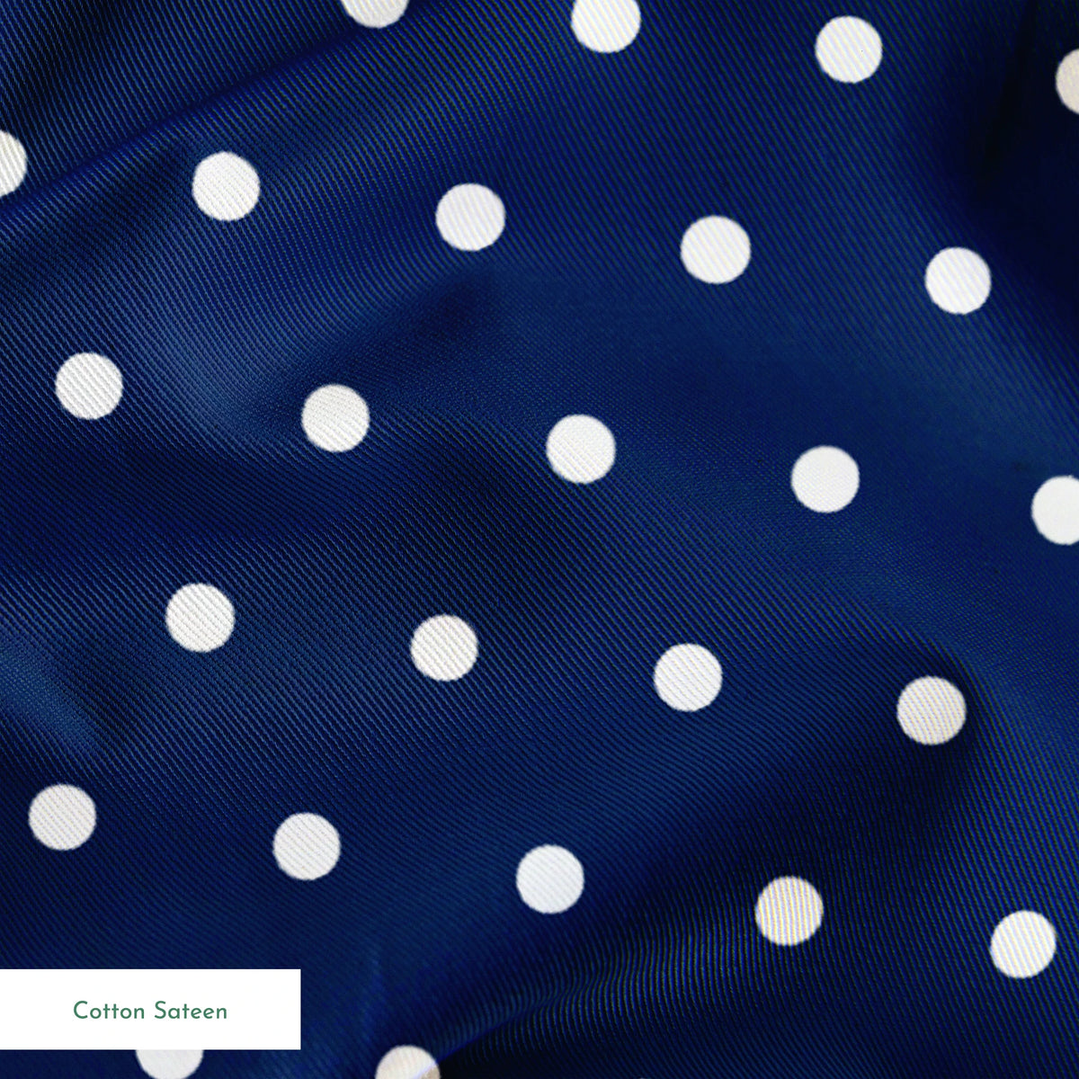 Two white circles on navy blue background springs sateen texture