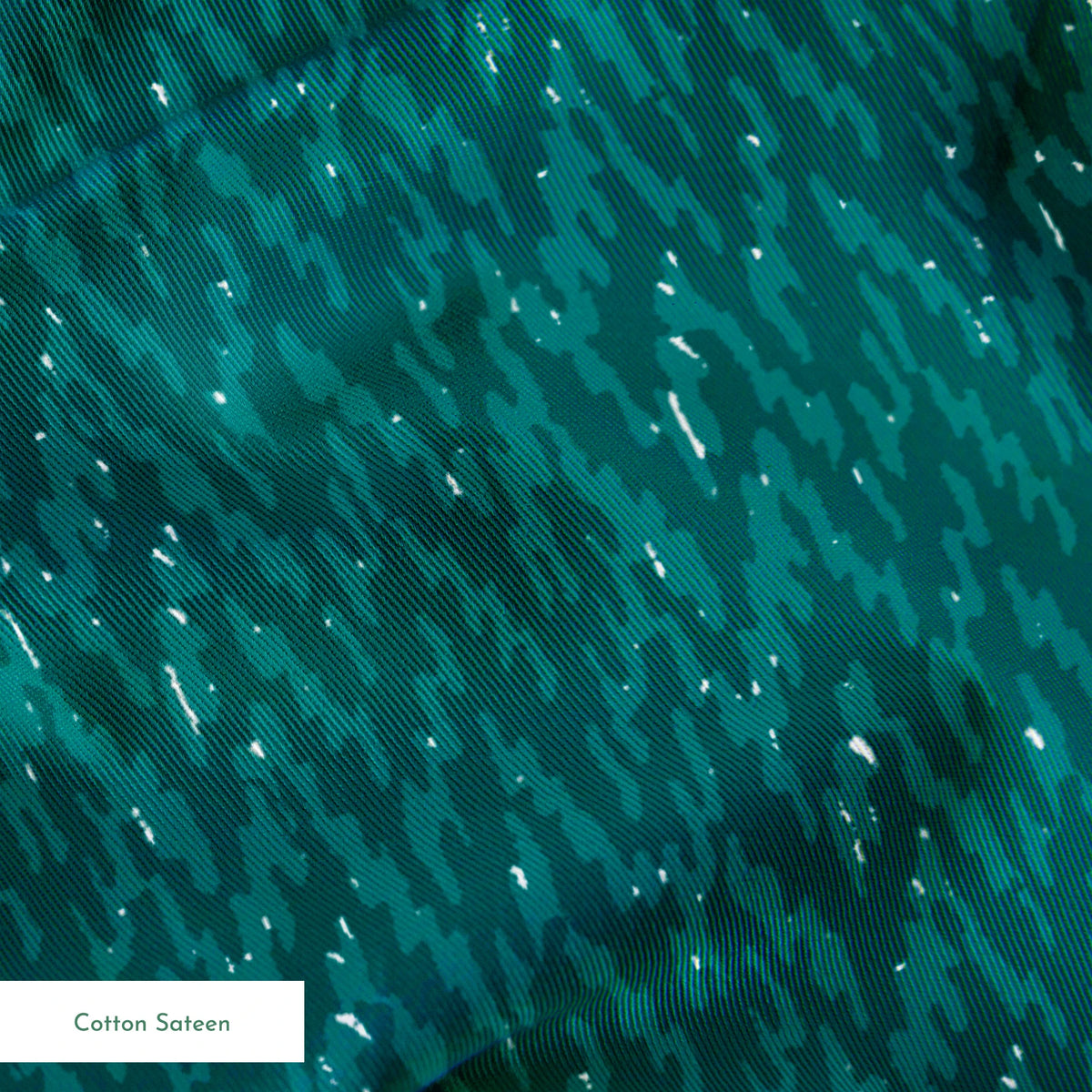 Teal textured surface with wavy vertical pattern and subtle light reflections springs sateen texture
