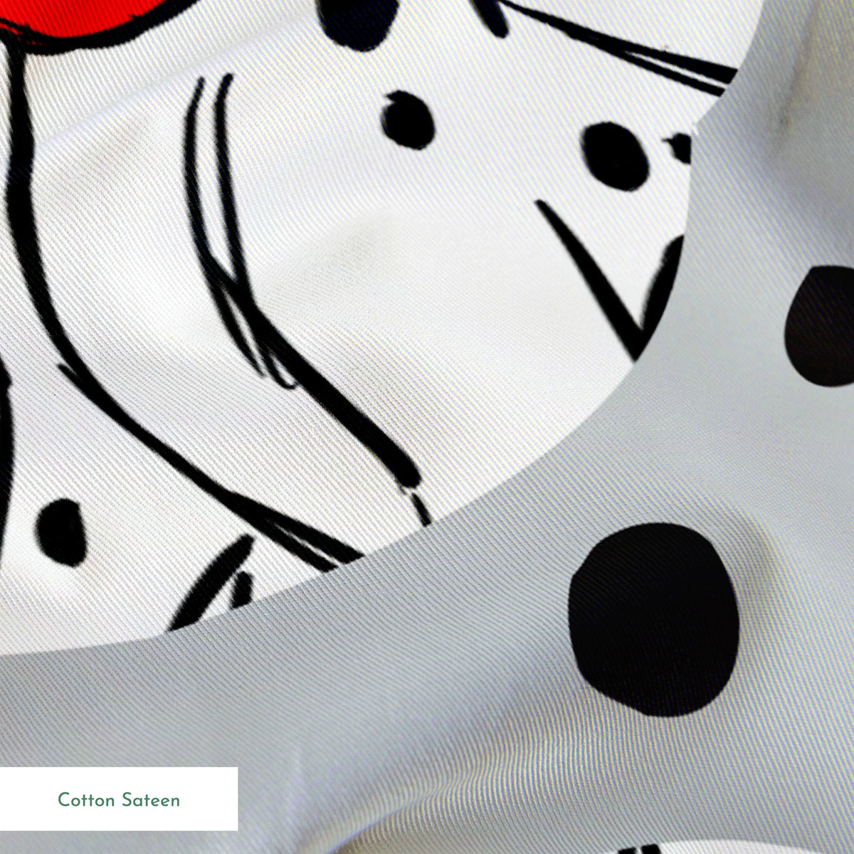 Cartoon Dalmatian dogs with red collars on gray background with black spots pattern springs sateen texture