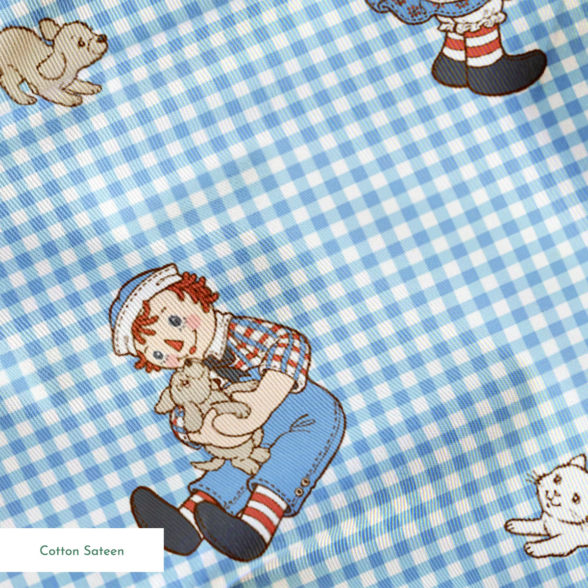Raggedy Ann and Andy Plaid Toss Blue | Fabric by the Yard