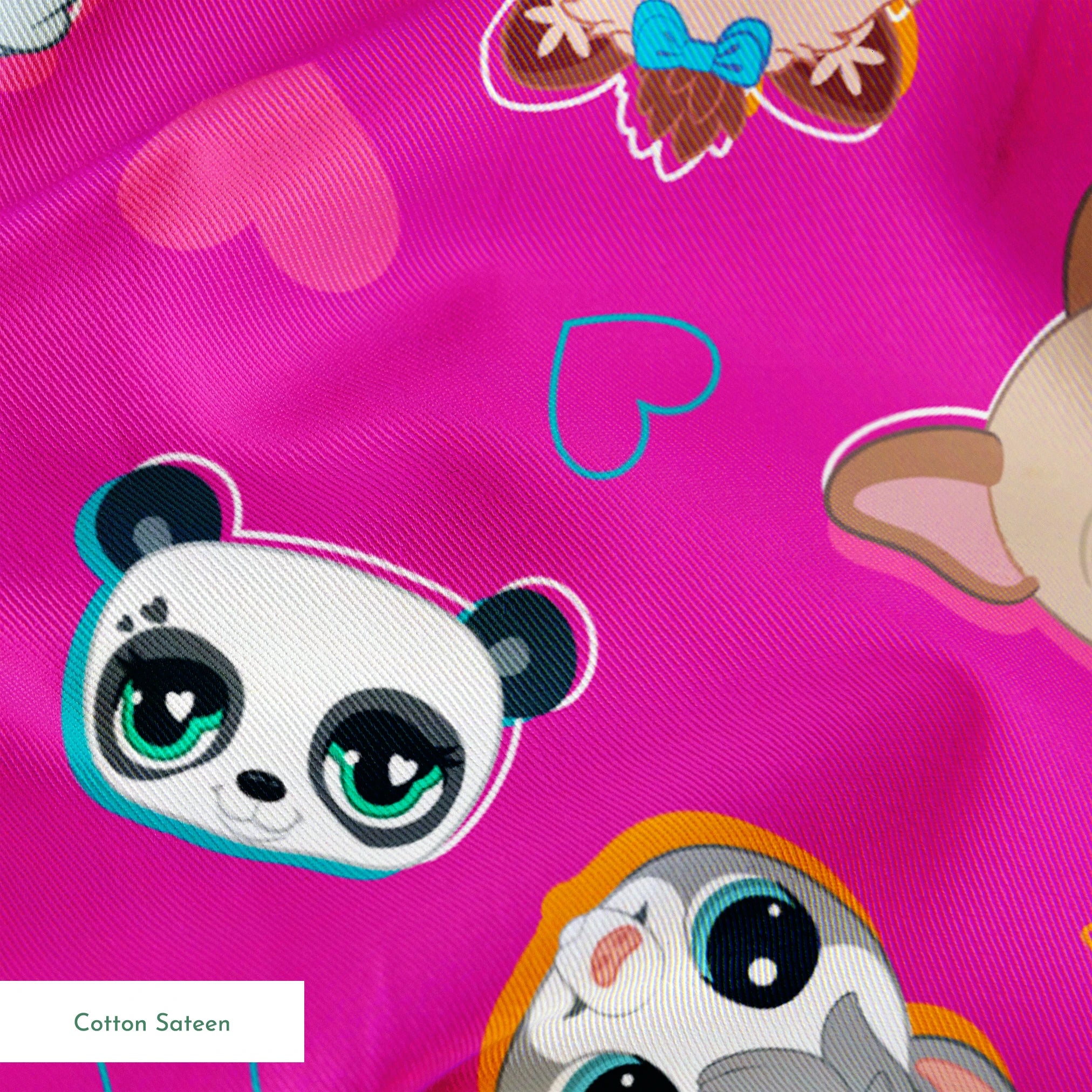 Hasbro Littliest Pet Shop Shapes and Faces on Hot Pink Fabric