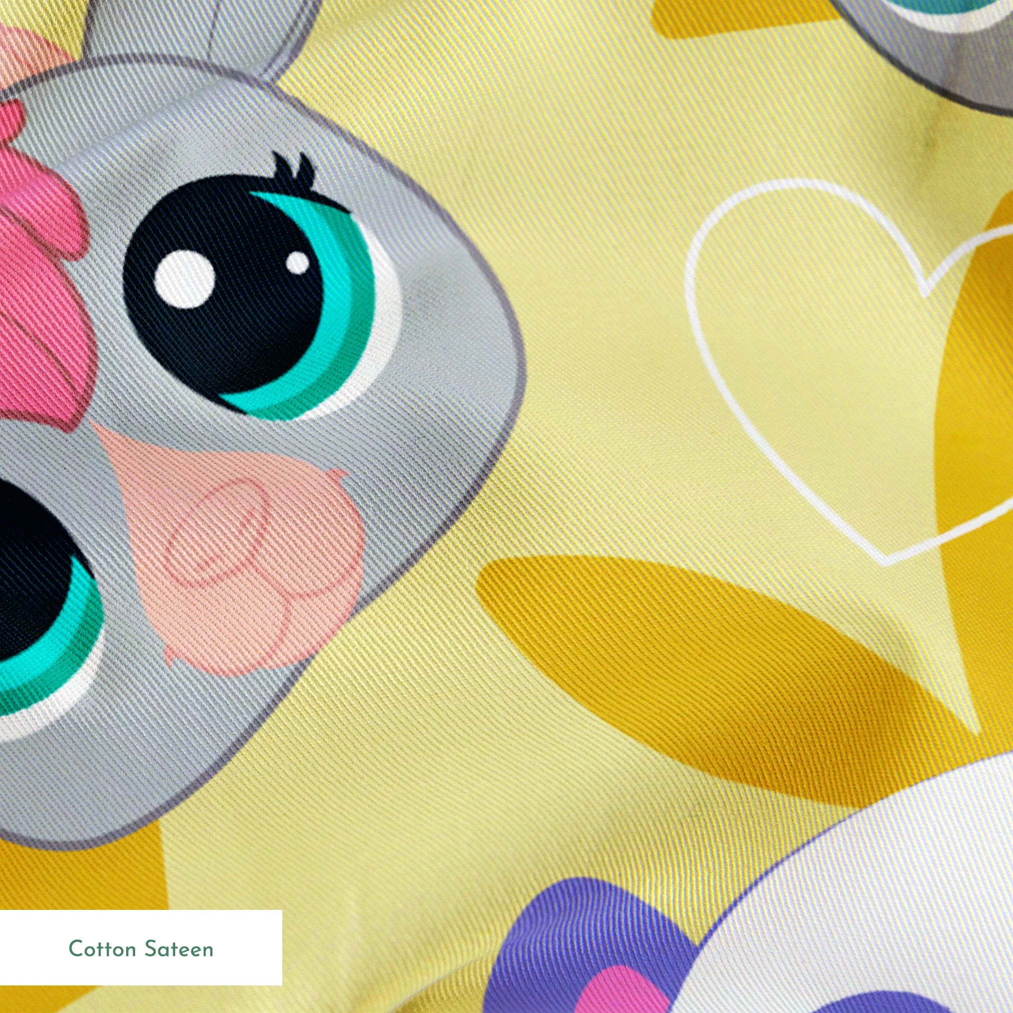 Hasbro Littliest Pet Shop Cute Faces Toss on Yellow Fabric