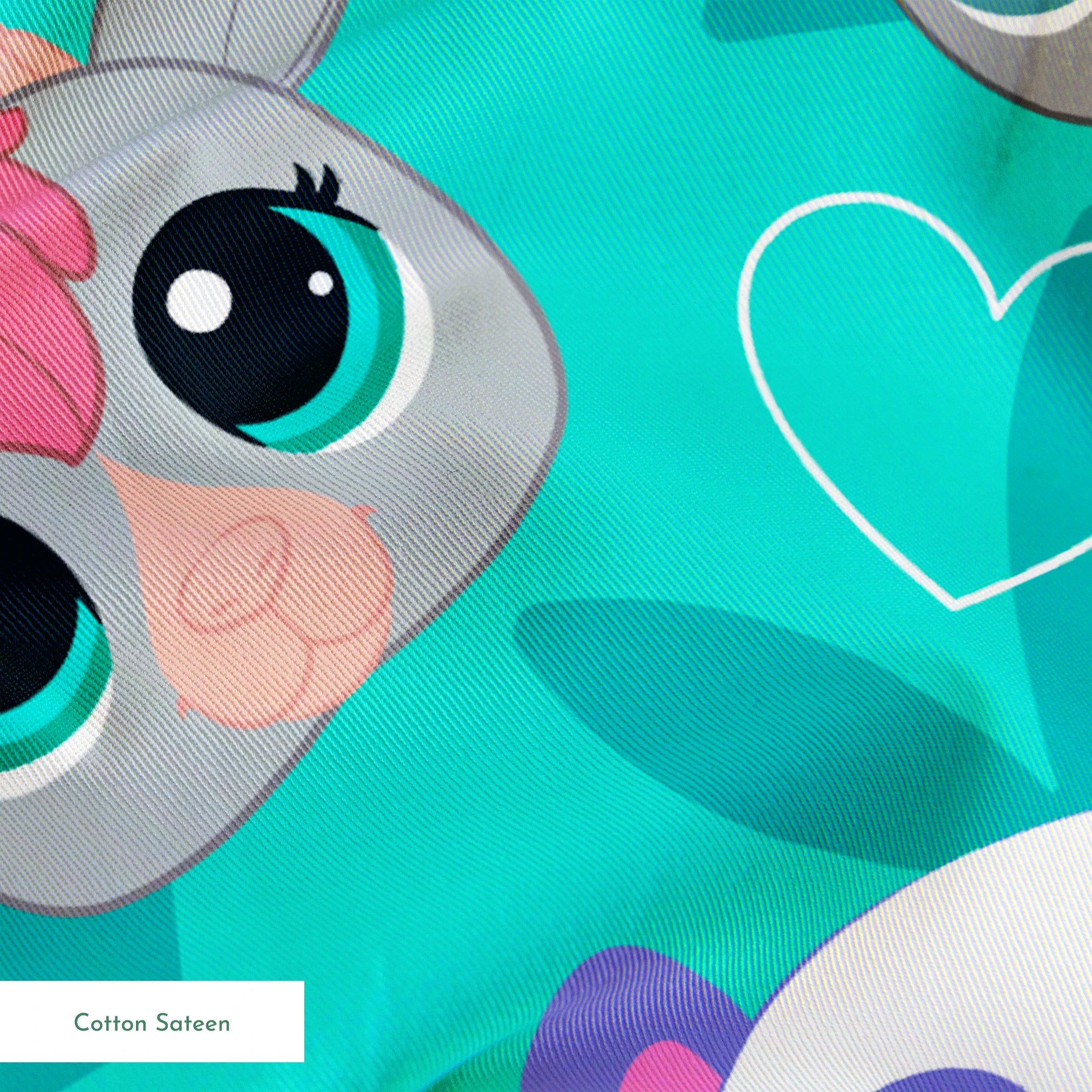 Hasbro Littliest Pet Shop Cute Faces Toss on Teal Fabric