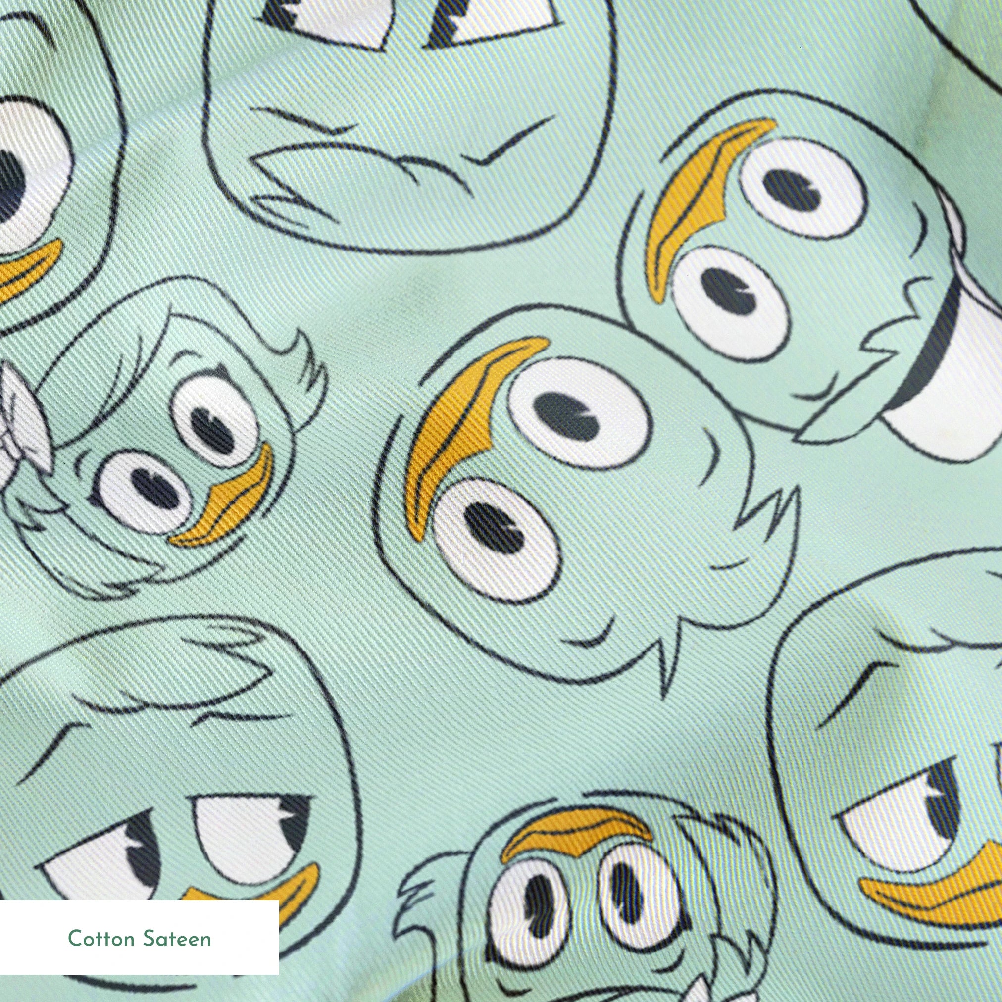 Disney Duck Tales Character Faces on Mint Fabric