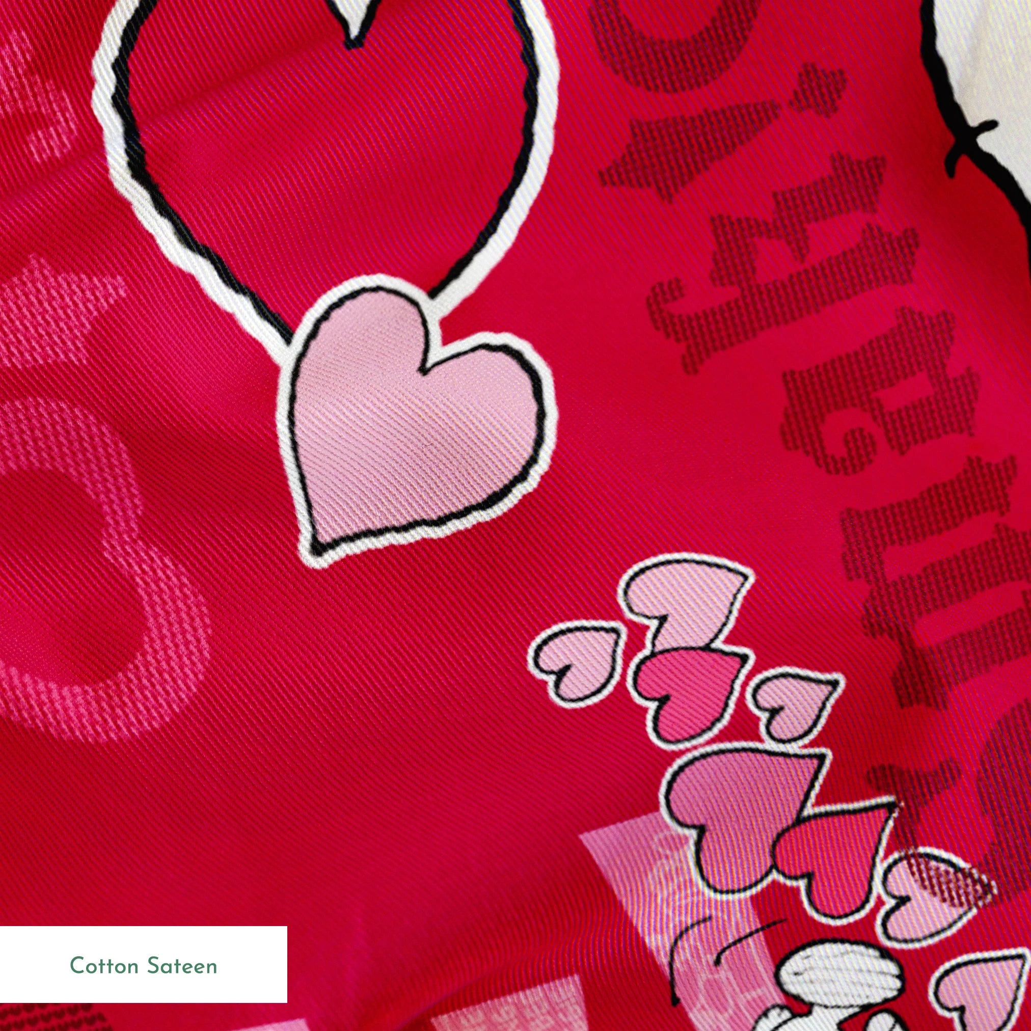 Peanuts Snoopy Love Red Fabric