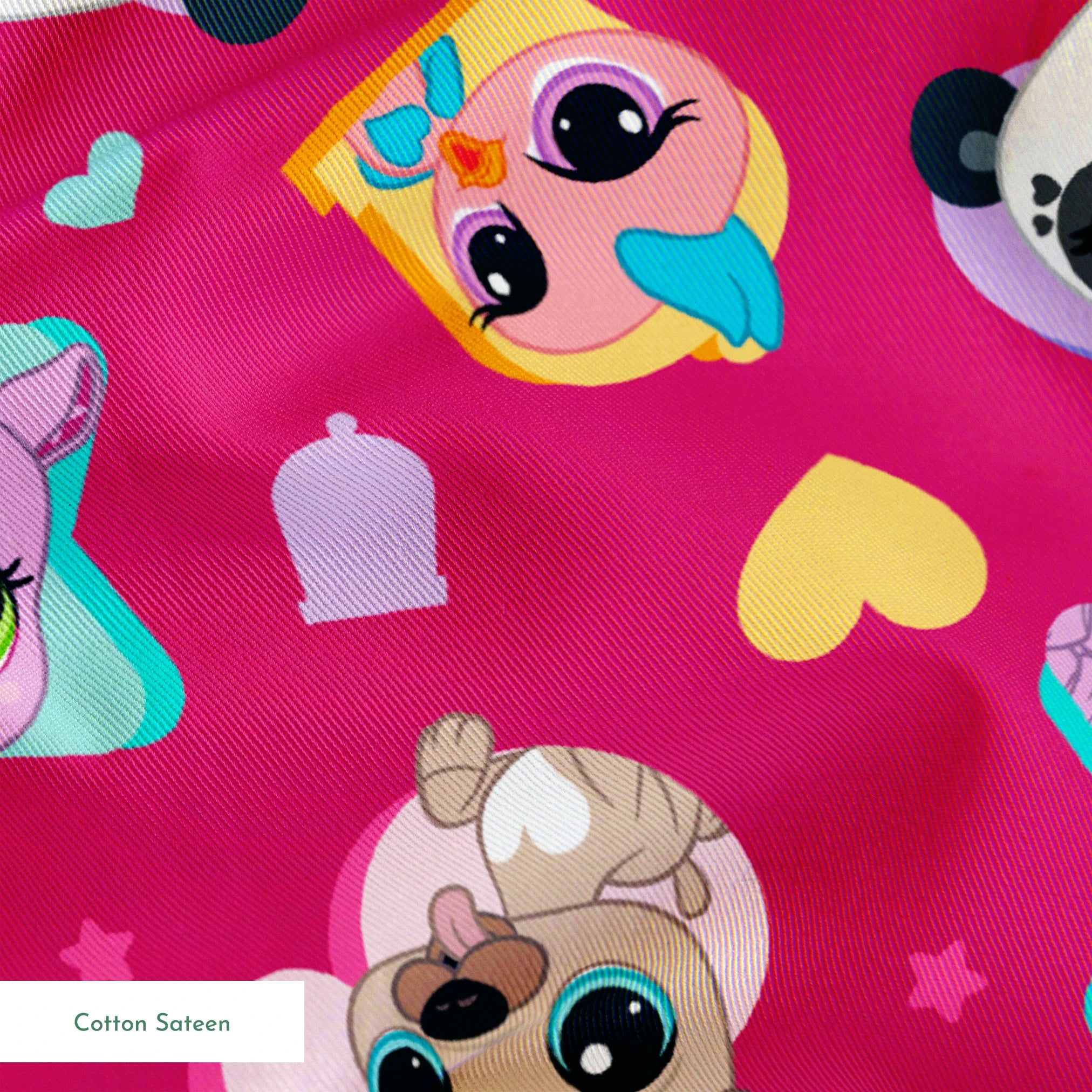 Hasbro Littliest Pet Shop Pet Friends on Pink Fabric