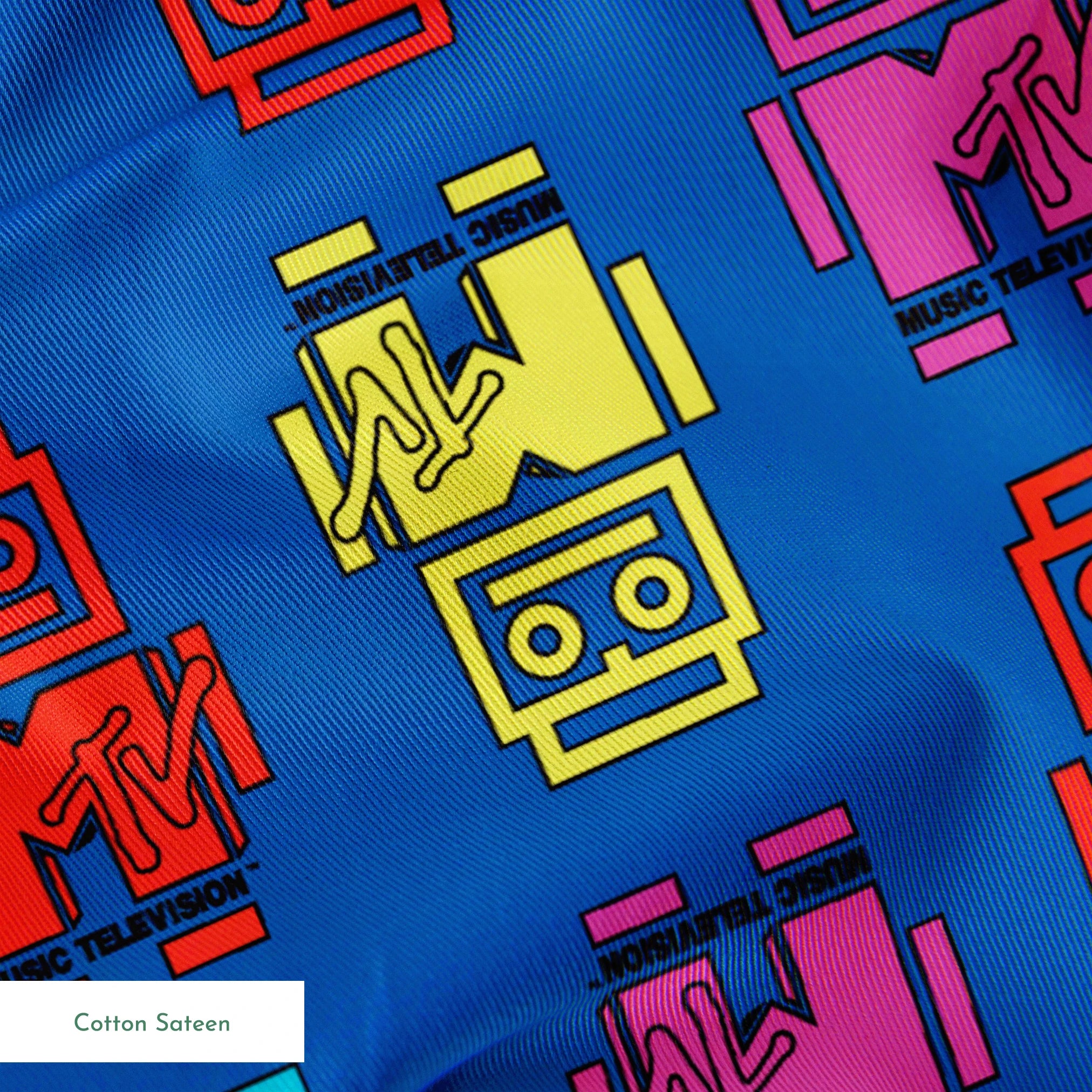 Paramount MTV  Logo Robots on Blue Fabric