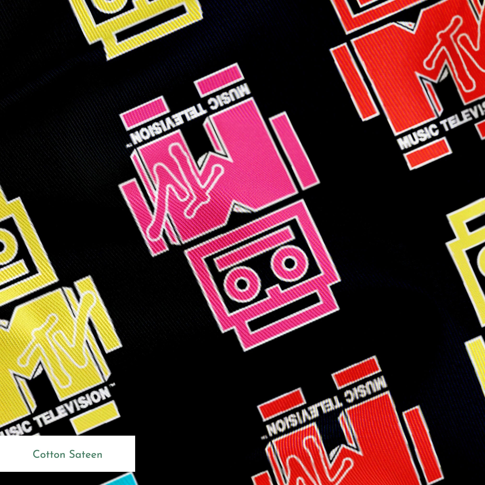 Paramount MTV  Logo Robots on Black Fabric