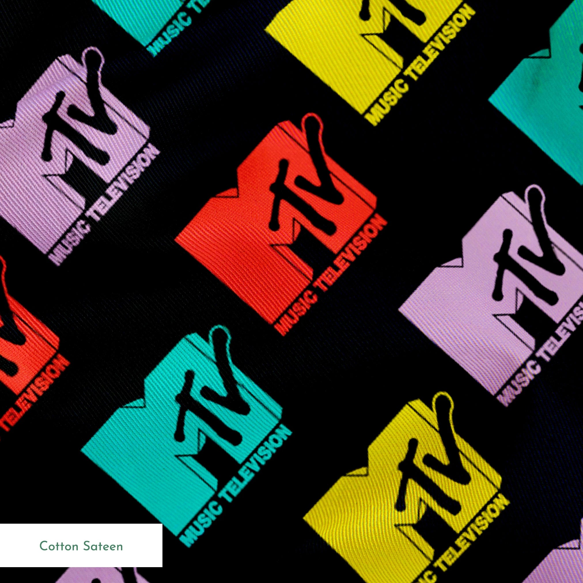 Paramount MTV  Colorful Logo Toss on Black Fabric