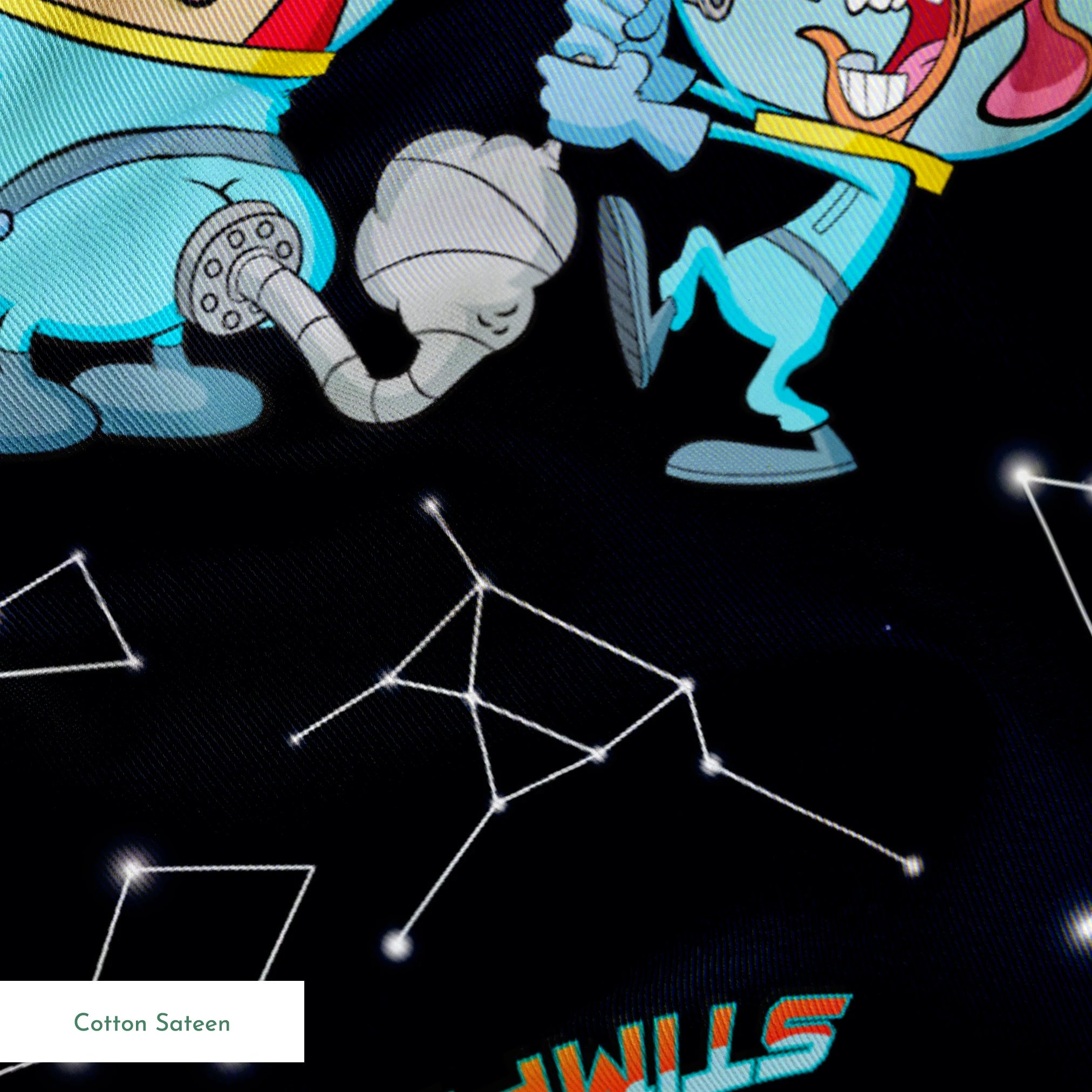 Ren & Stimpy Space Cadets on Black Fabric