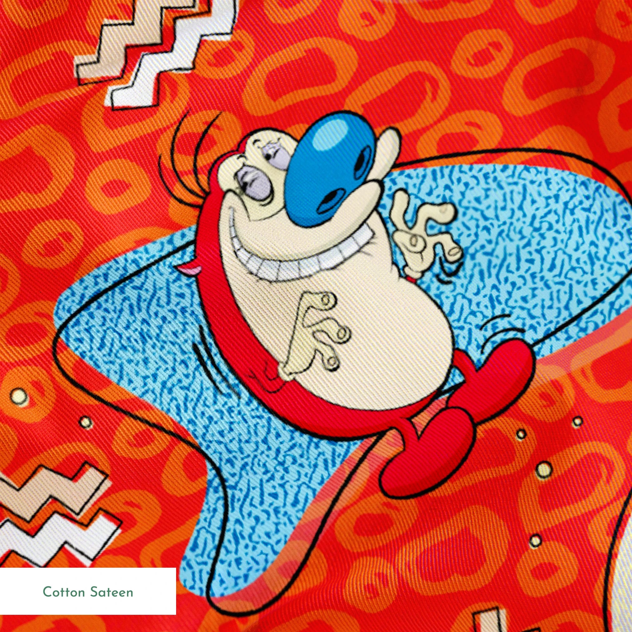 Ren & Stimpy Retro Graphics on Orange Fabric