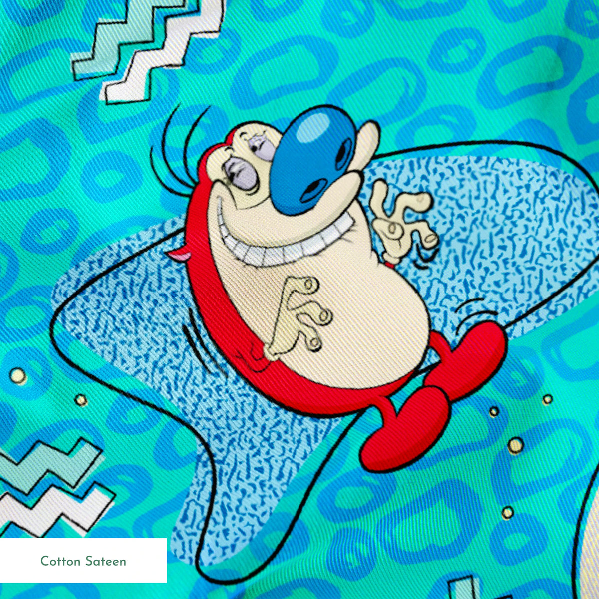 Ren & Stimpy Retro Graphics on Aqua Fabric