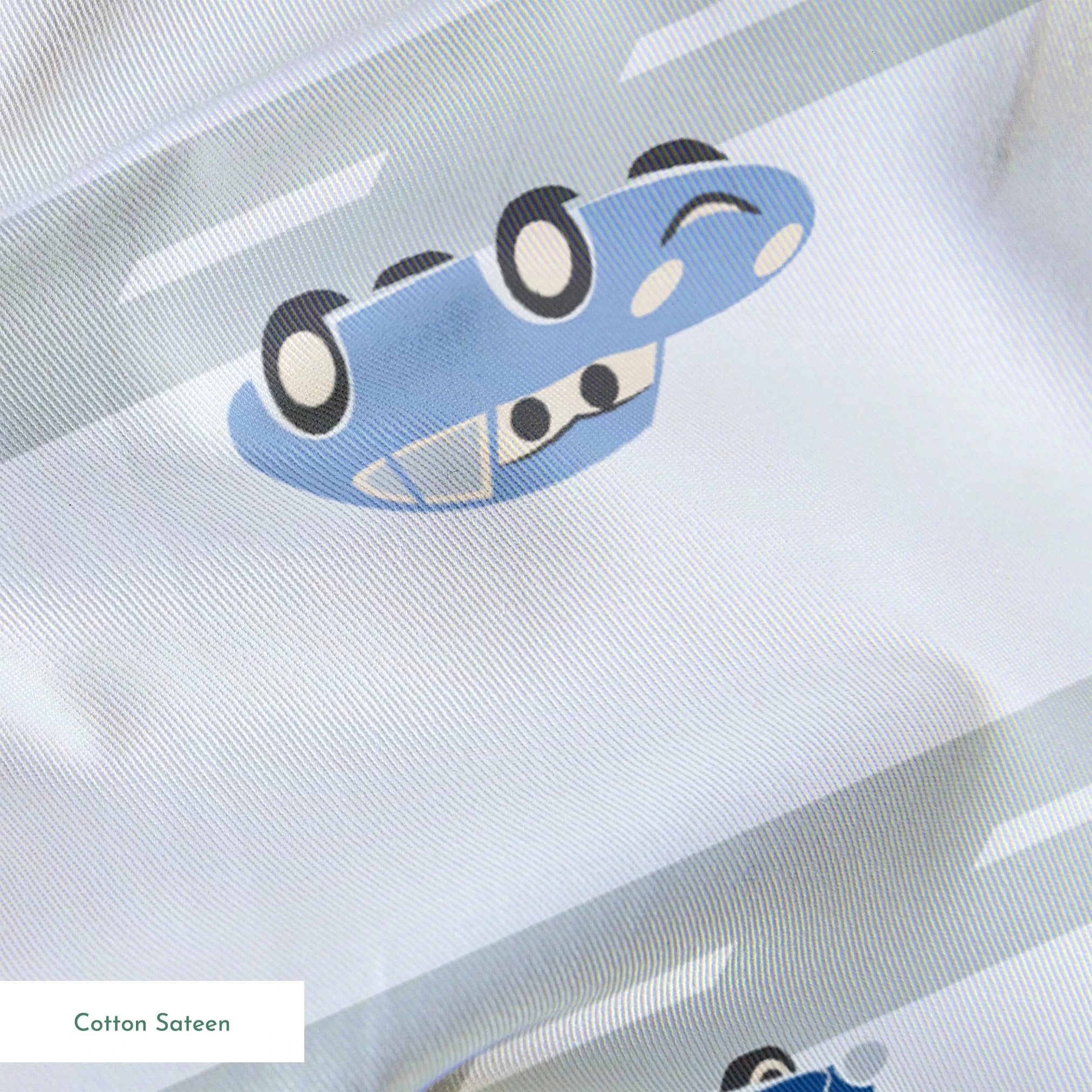 Disney and Pixar Cars Lightning McQueen & Friends Race on Blue Fabric