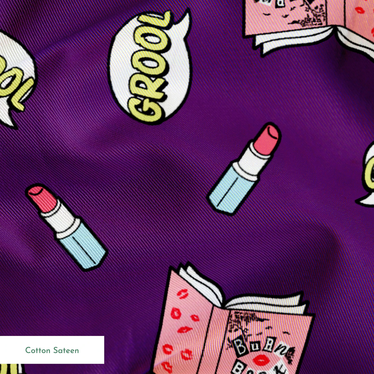 Paramount Mean Girls  Grool Burn Book on Purple Fabric