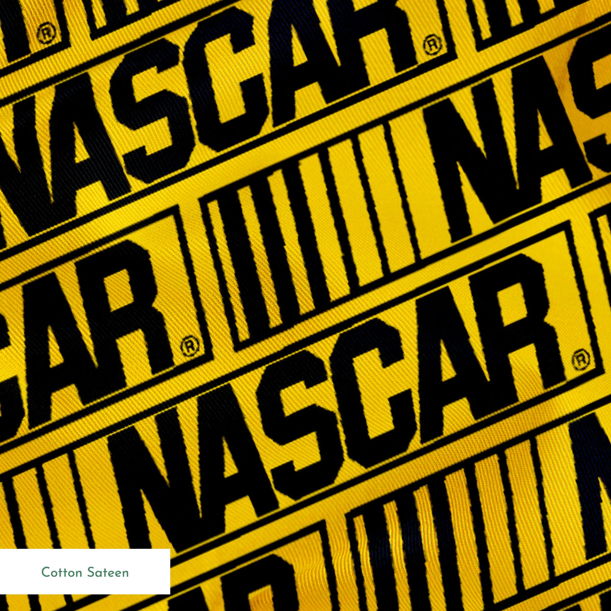 NASCAR® Retro Logo on Yellow Stripes Fabric