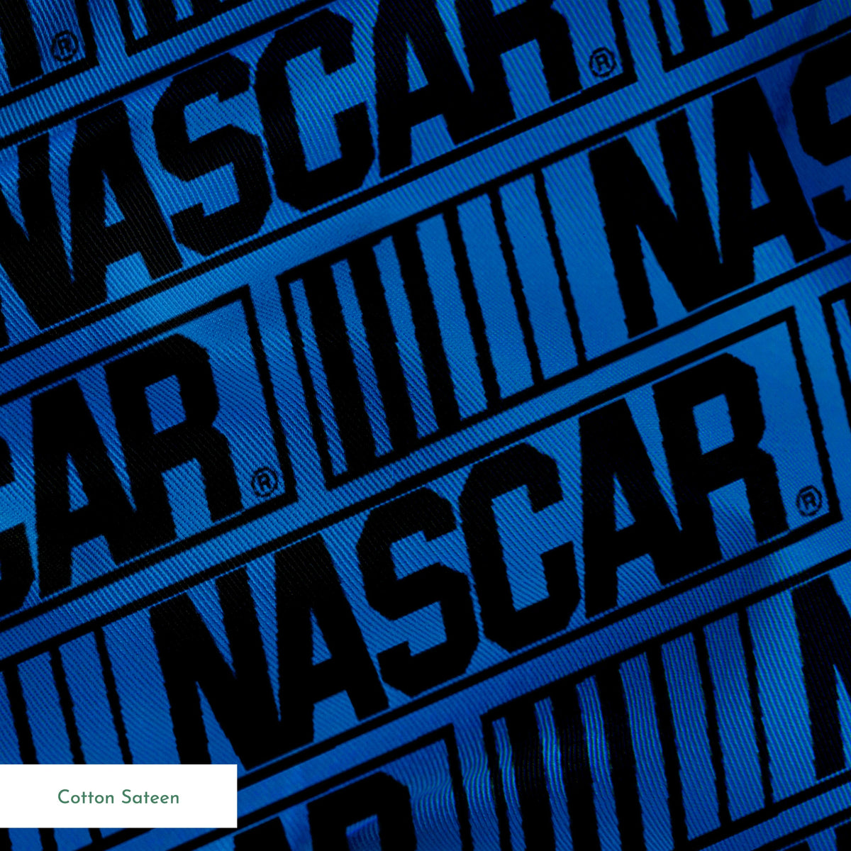 NASCAR® Retro Logo on Blue Stripes Fabric