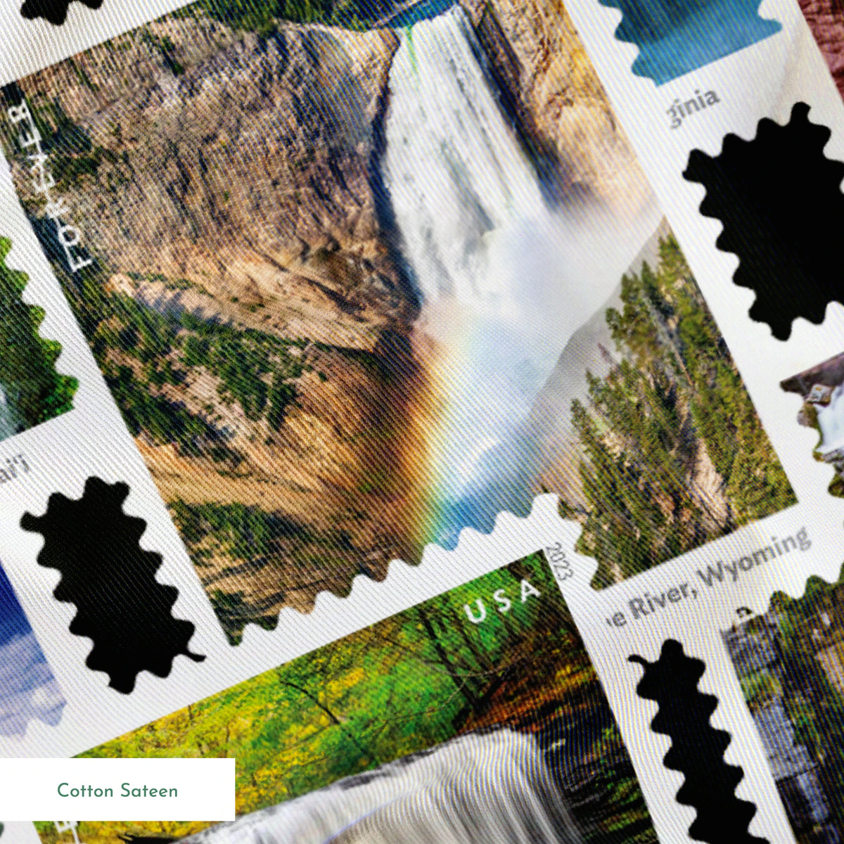 USPS Waterfall Stamps Fabric