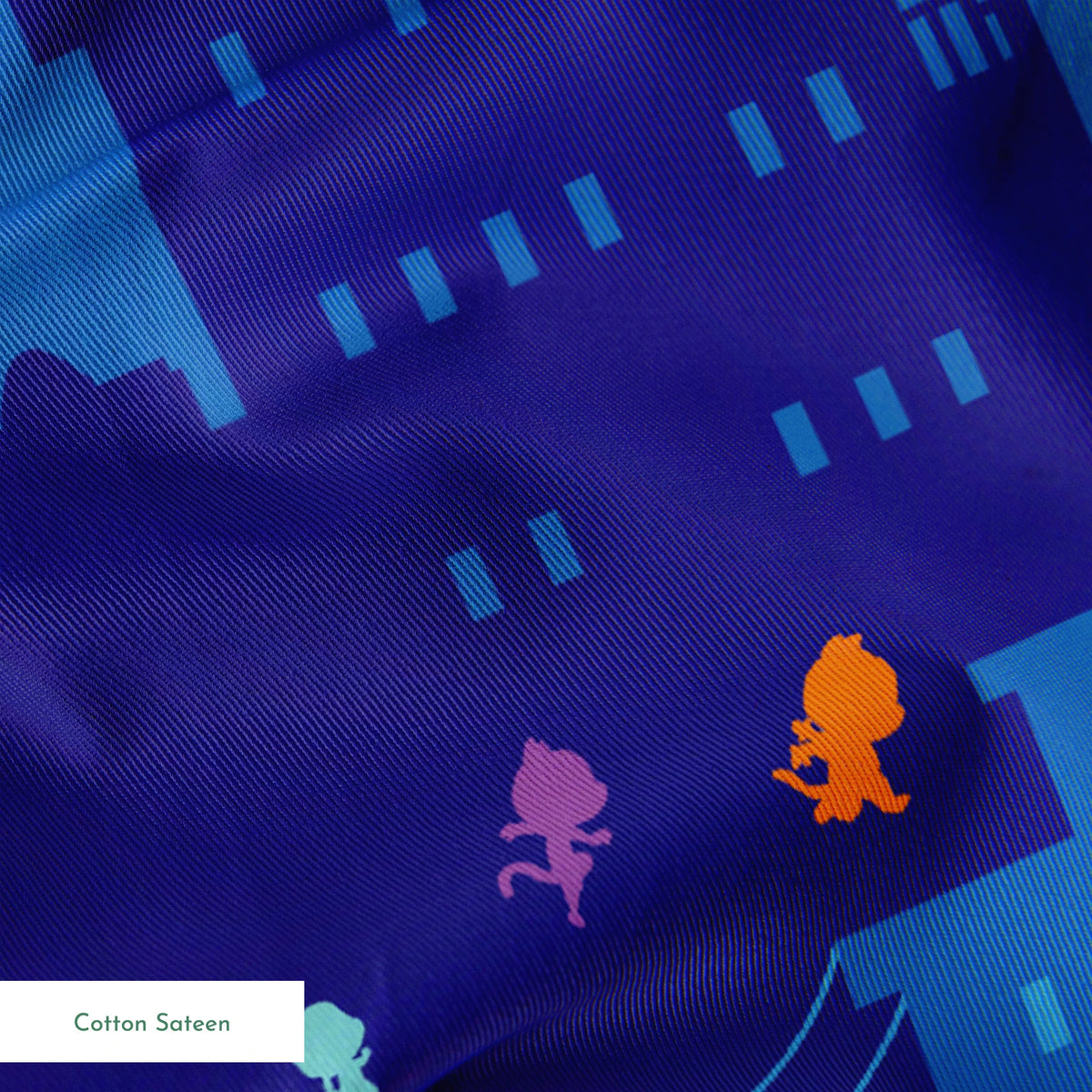 Disney Jr's. SuperKitties Super Skyline on Blue Fabric