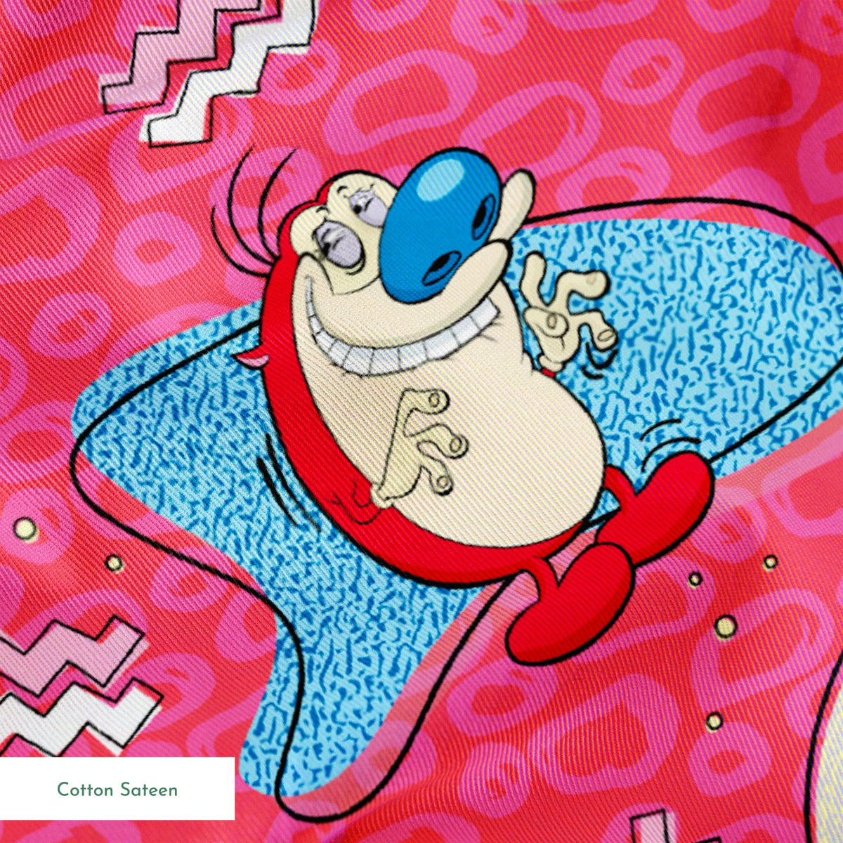 Ren & Stimpy Retro Graphics on Pink Fabric