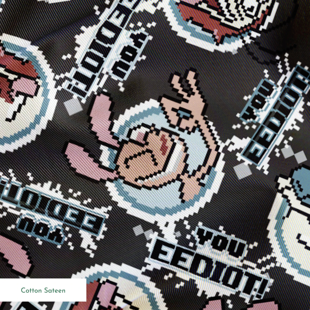 Ren & Stimpy EEDIOT! Pixels on Gray Fabric