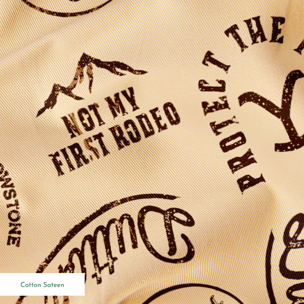Paramount Yellowstone Dutton Ranch Icons on Ivory Fabric