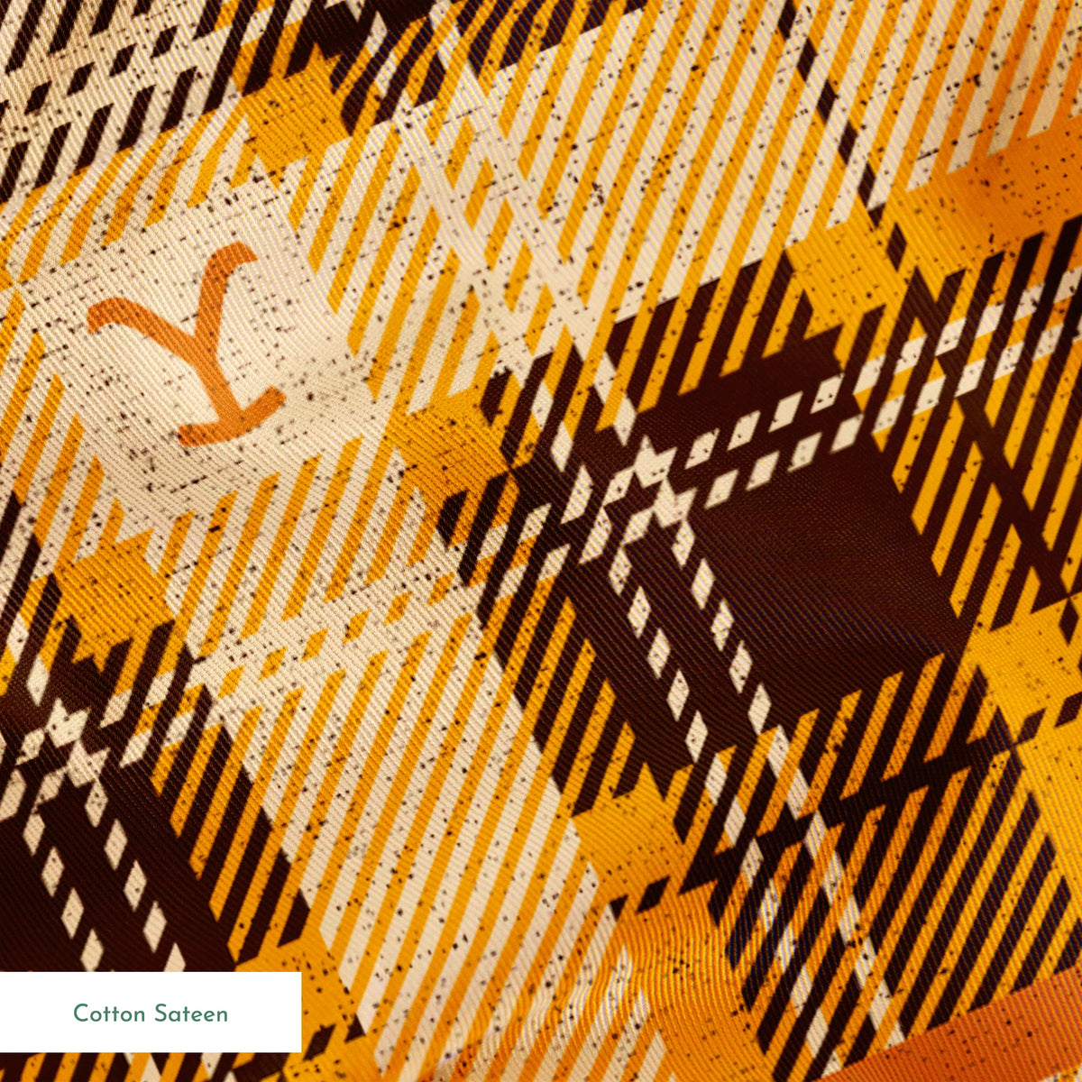 Paramount Yellowstone Rustic Plaid on Yellow Fabric