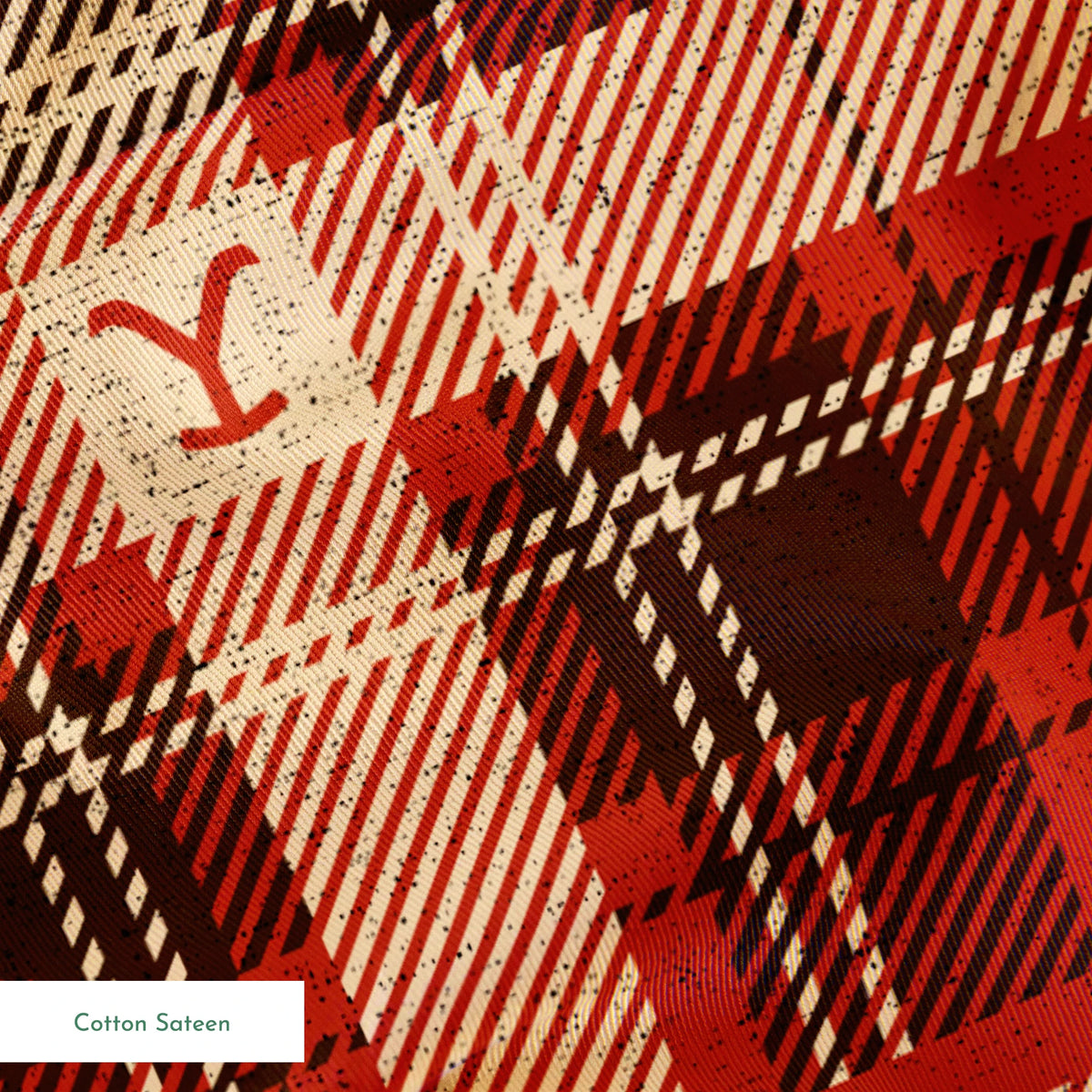 Paramount Yellowstone Rustic Plaid on Red Fabric
