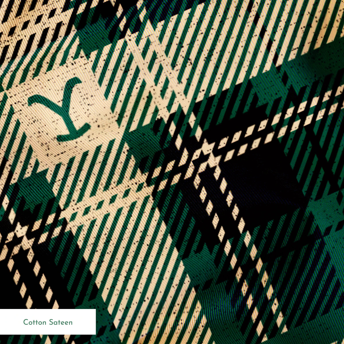 Paramount Yellowstone Rustic Plaid on Green Fabric