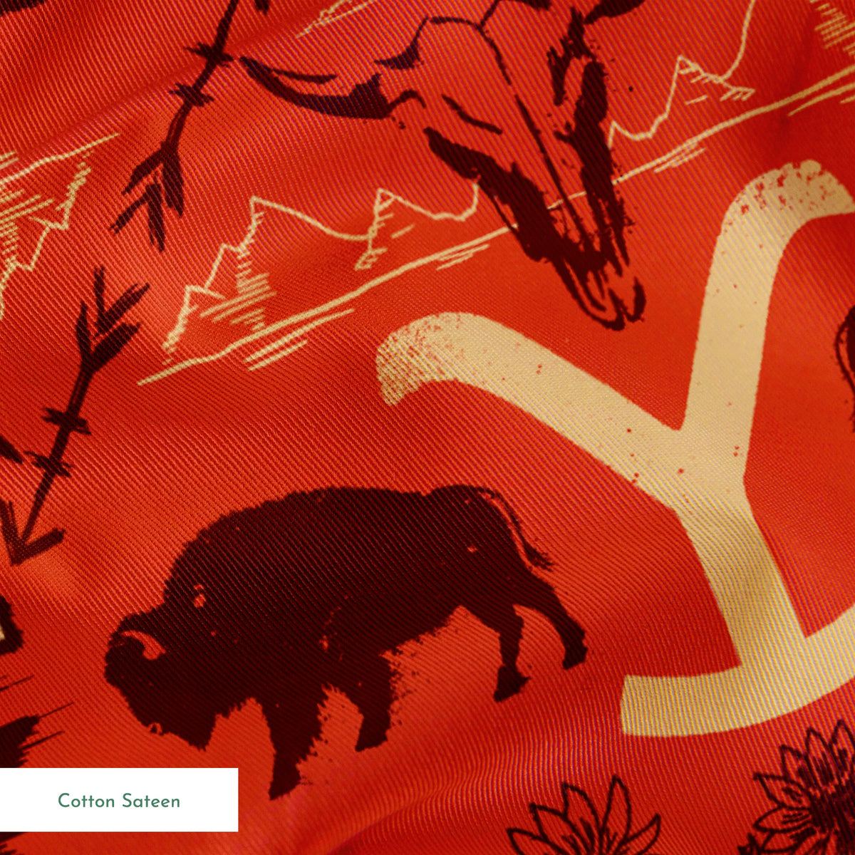 Paramount Yellowstone Bison Argyle on Burnt Orange Fabric