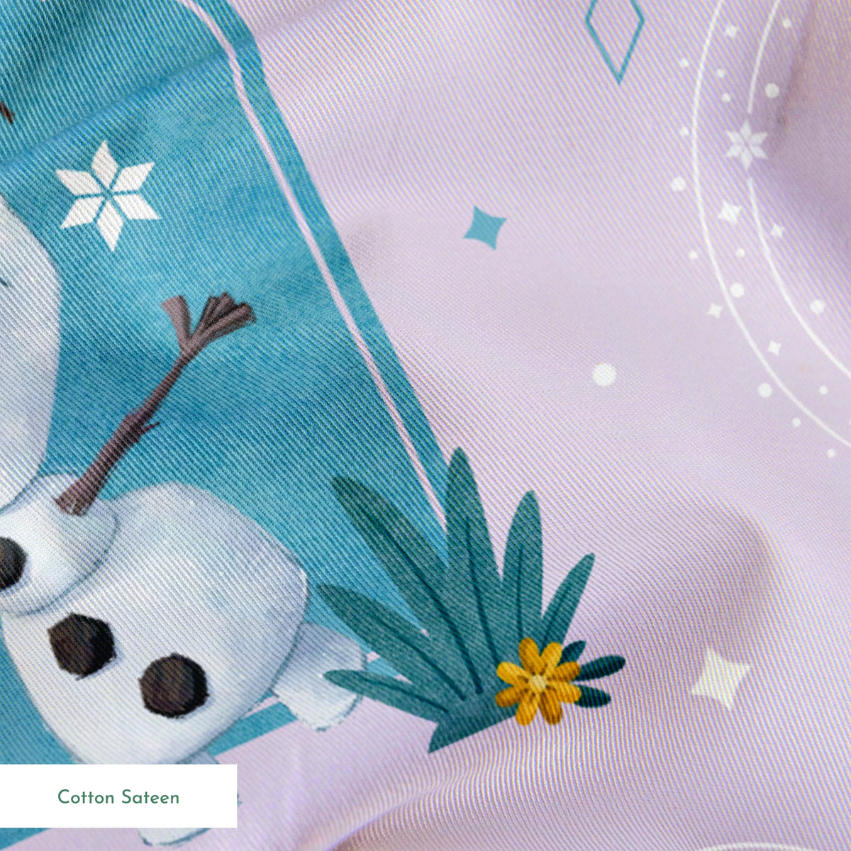 Disney Frozen Falling Snow on Lavender Fabric